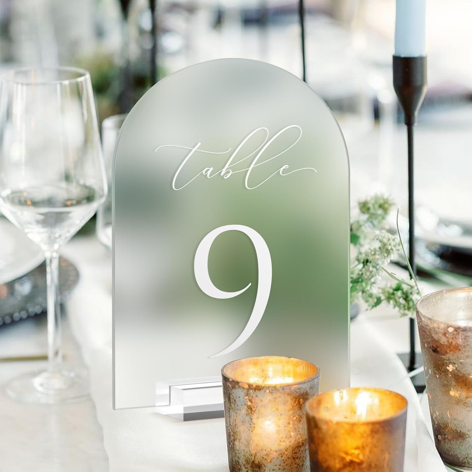 Frosted Arch Table Numbers for Wedding, 5x7 Inch Acrylic Table Numbers 1-30 with Stands, Frosted Acrylic Arch Tabletop