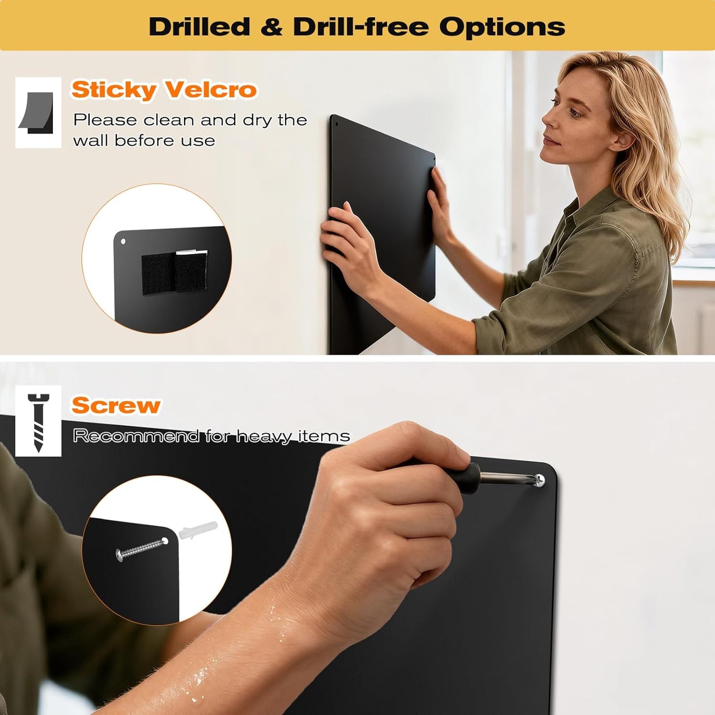 Magnet Bulletin Board to Display Magnetic Letters / Black / 16 x 20