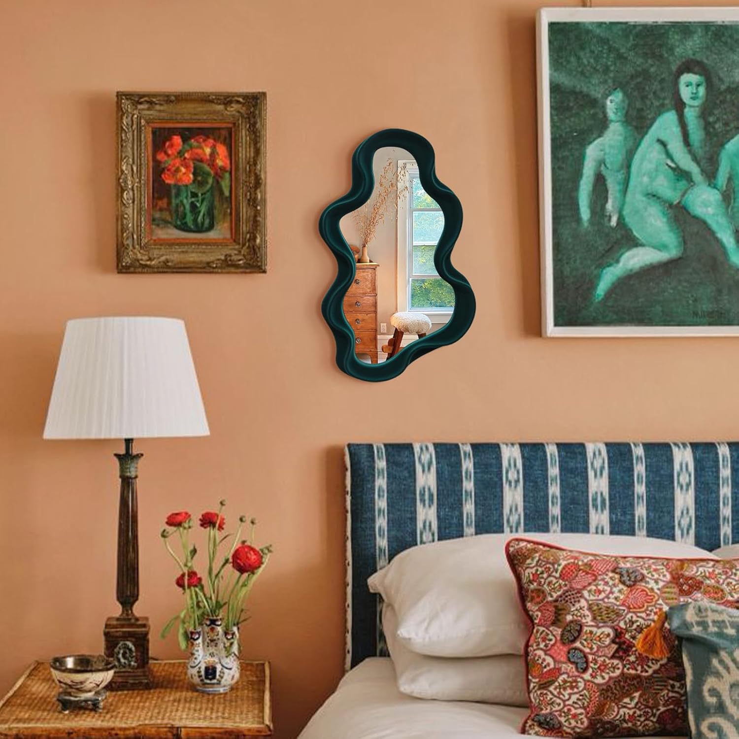 Irregular Cloud-Shaped Small Decorative Mirrors / Cloud-dark Green / 16 x 10