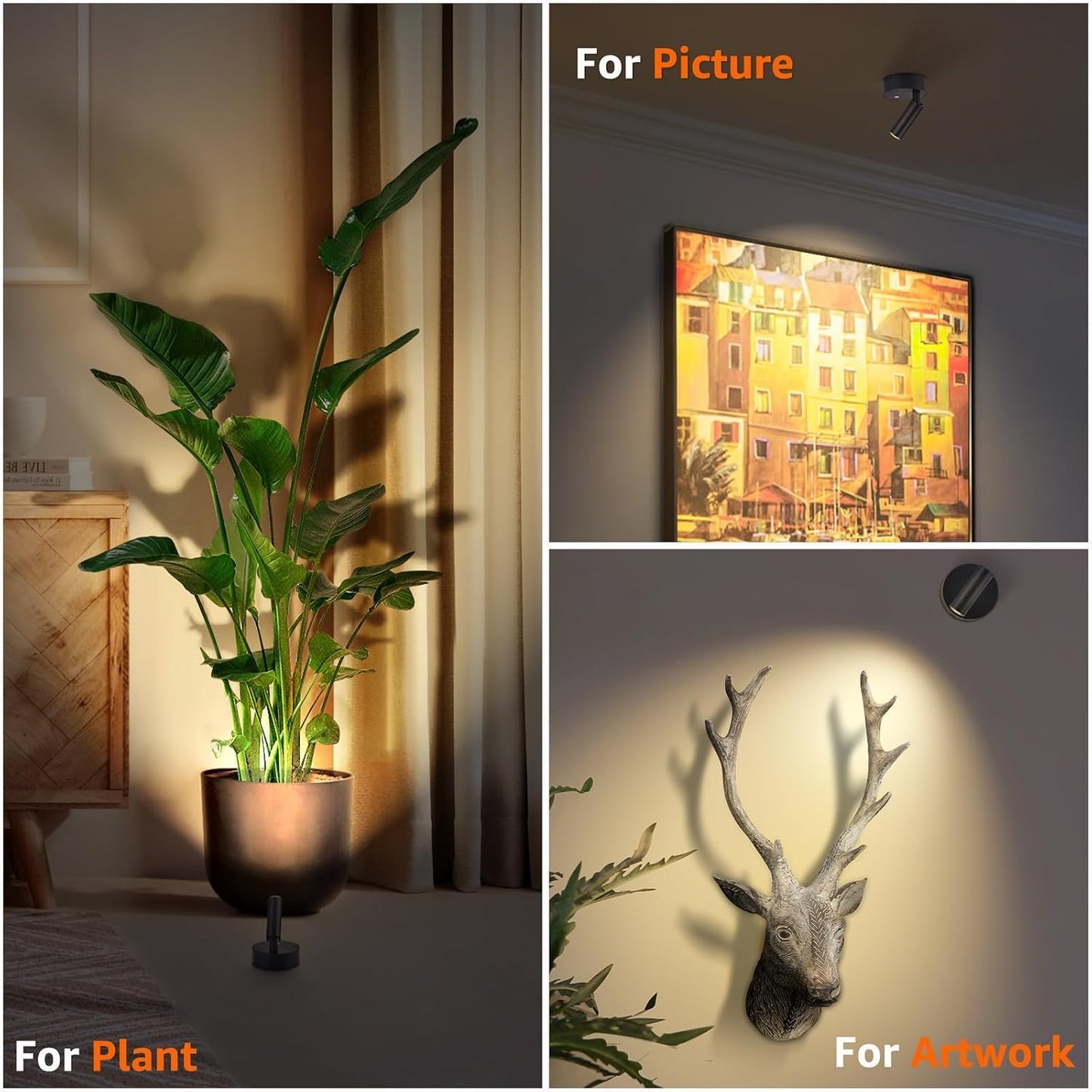 URTOM 3CCT LED Wireless Spotlight Indoor Rechargeable Picture Lights Battery Operated Spot Light Uplighting Indoor with