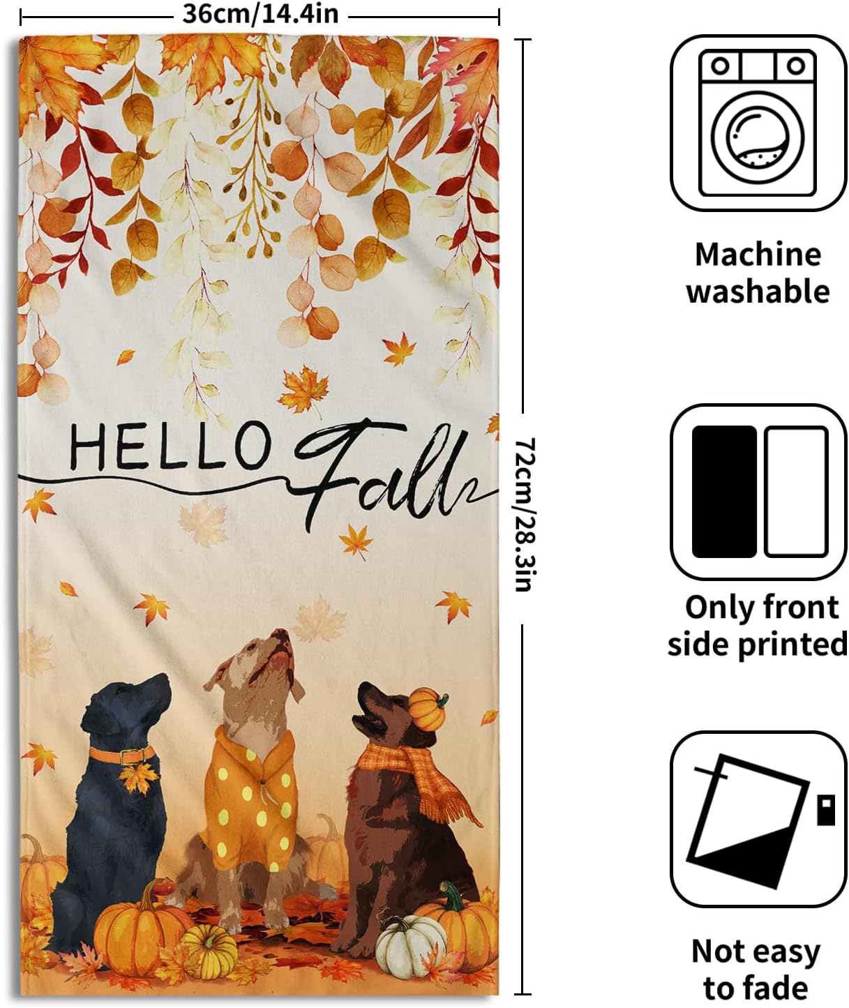 Giwawa Fall Dogs Hand Towels for Bathroom Set of 2 Autumn Leaves Soft Absorbent Small Bath Towels Holiday Decorative