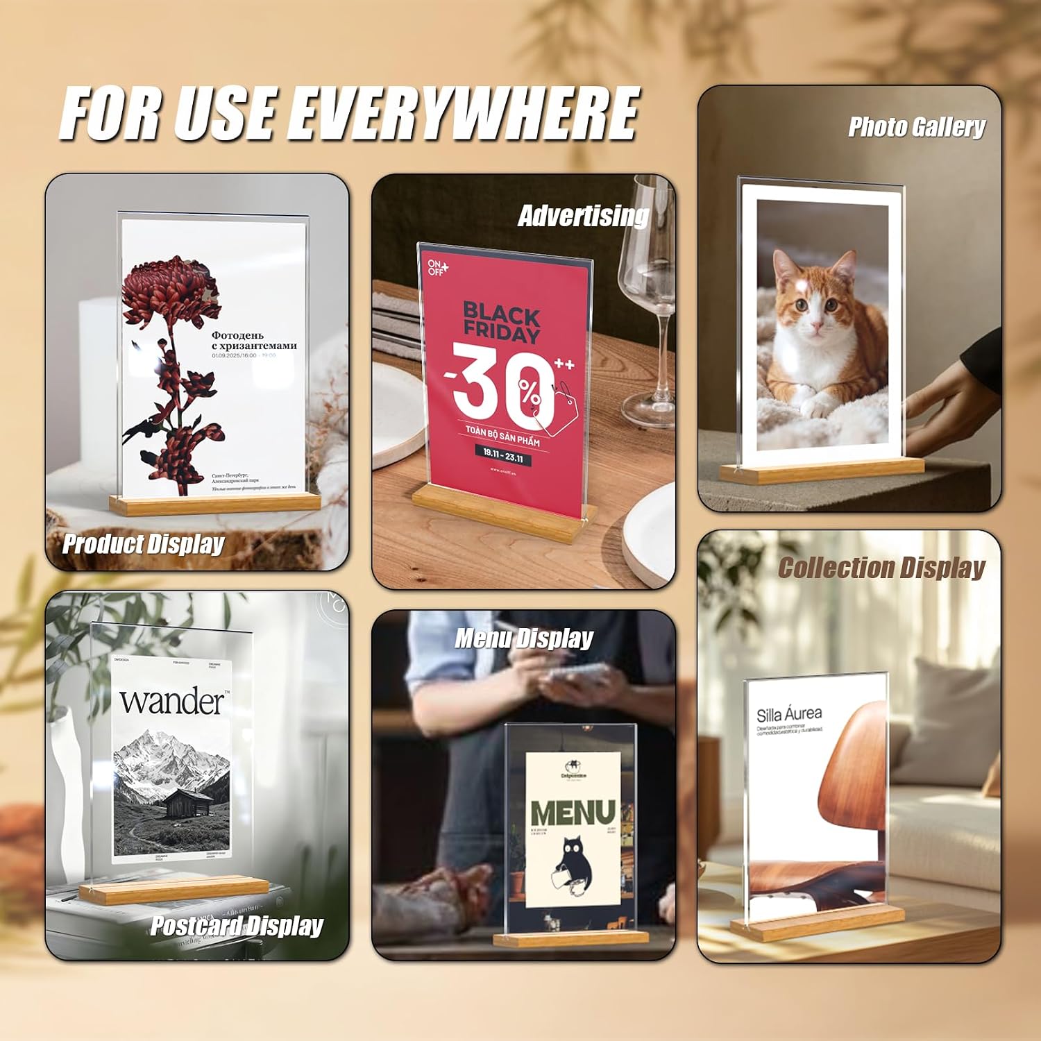 acrylic sign holder / 5*7 / 5 x 7 / Set of 6