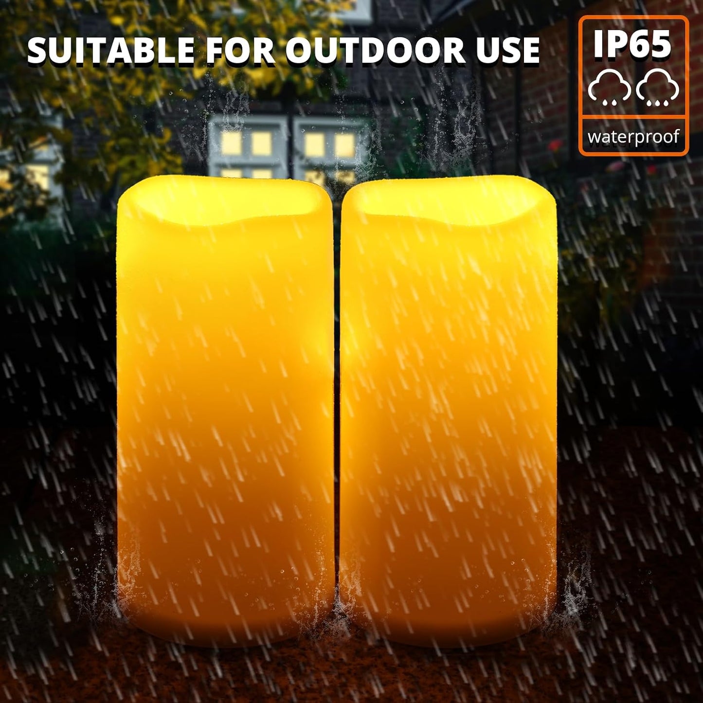 NURADA 8" x 4" Large Outdoor Flameless Candles - Waterproof LED Pillar Flickering Candle Battery Operated with Timer