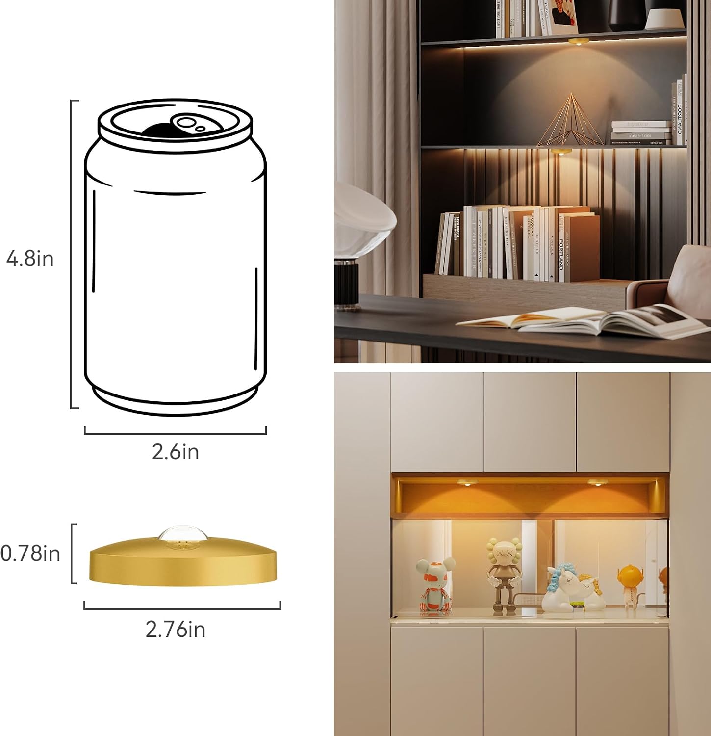 Yiliaw Rechargeable Puck Lights with Remote, 12 Pack Magnetic Under Cabinet Lighting, 1500mAh Battery Operated LED Tap