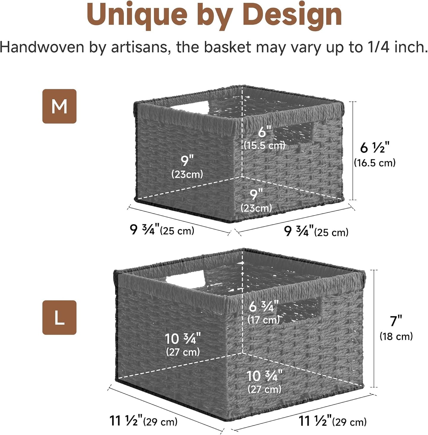 Wicker Basket / Wicker Storage Baskets for Organizing / Black