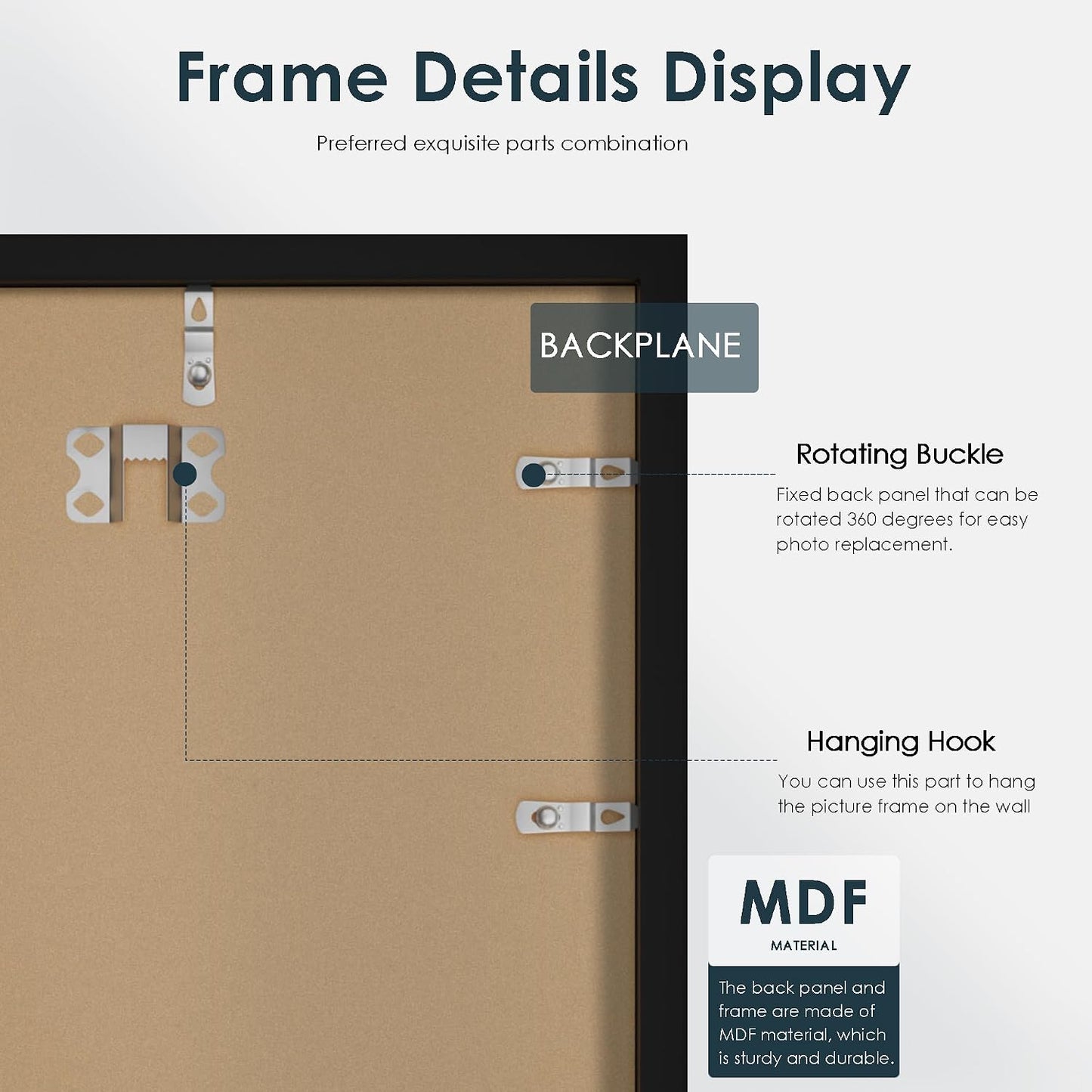 18x24 Frame Black 5 Pack, for Horizontal or Vertical Wall Mounting | Poster Frames 18 x 24, for Photos, Artwork; Fits