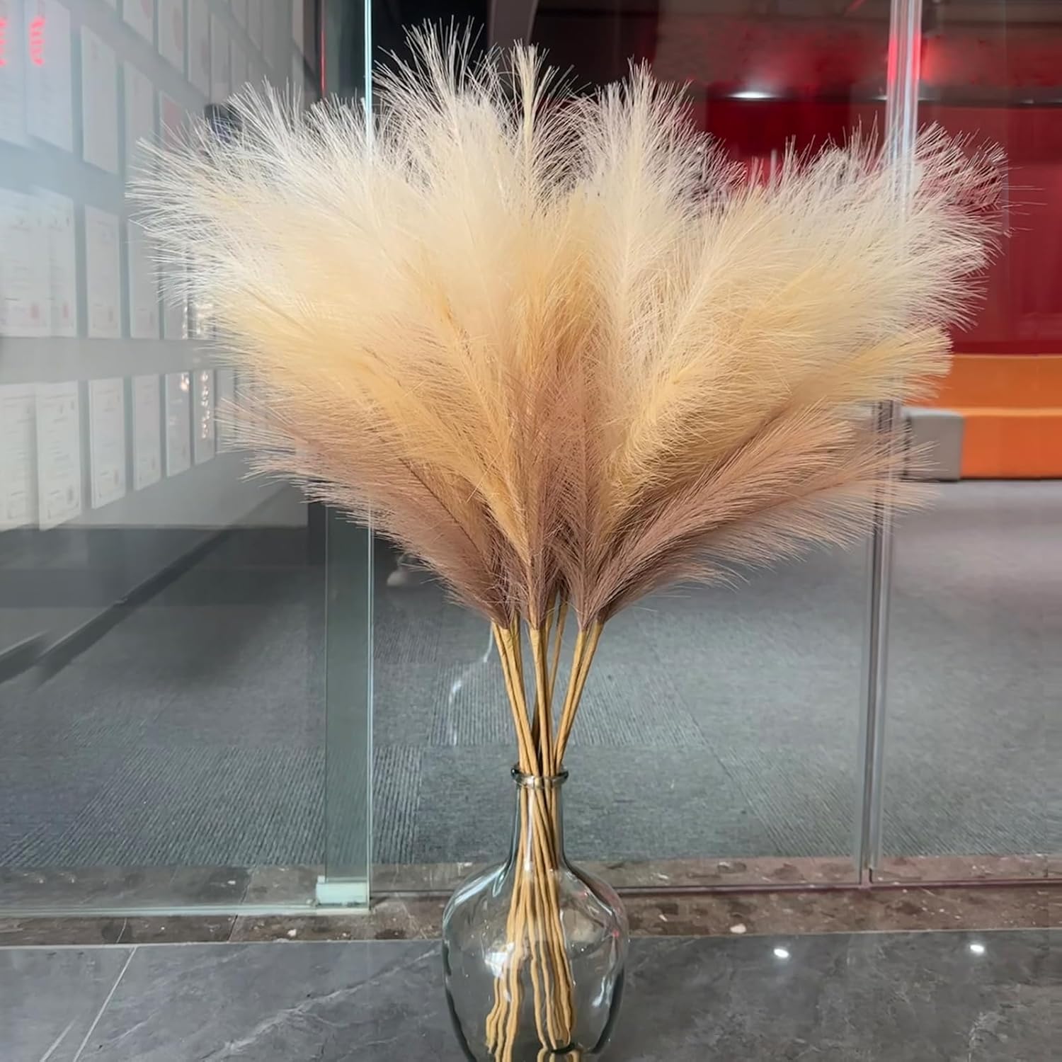 Tall Pampas Grass for Floor Vase / Beige & Coffee & Brown