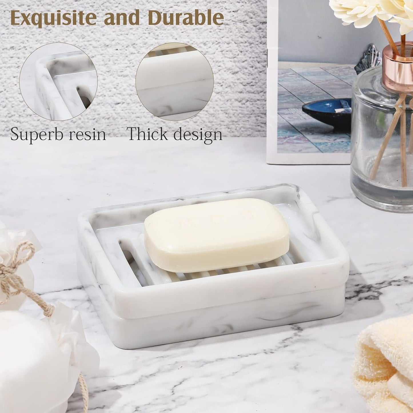 Dual Layer Sponge Holder / Marble White