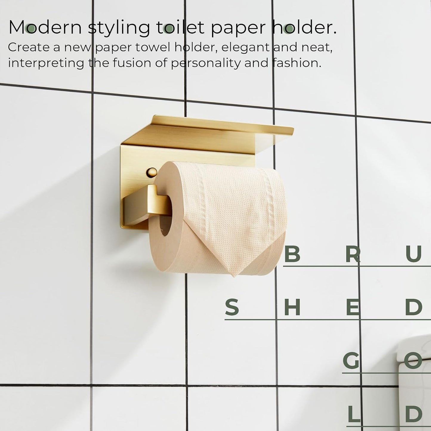 KOKOSIRI Toilet Paper Holder with Shelf Toilet Roll Holder for Bathroom Restroom T-304 Stainless Steel Wall Mounted