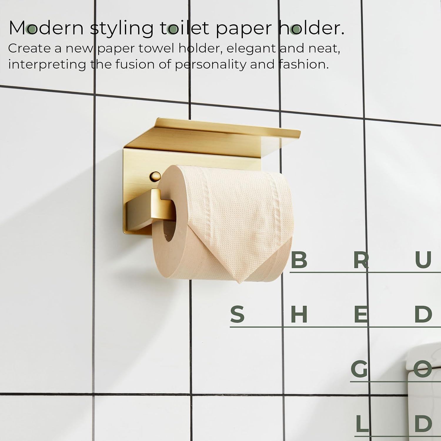KOKOSIRI Toilet Paper Holder with Shelf Toilet Roll Holder for Bathroom Restroom T-304 Stainless Steel Wall Mounted