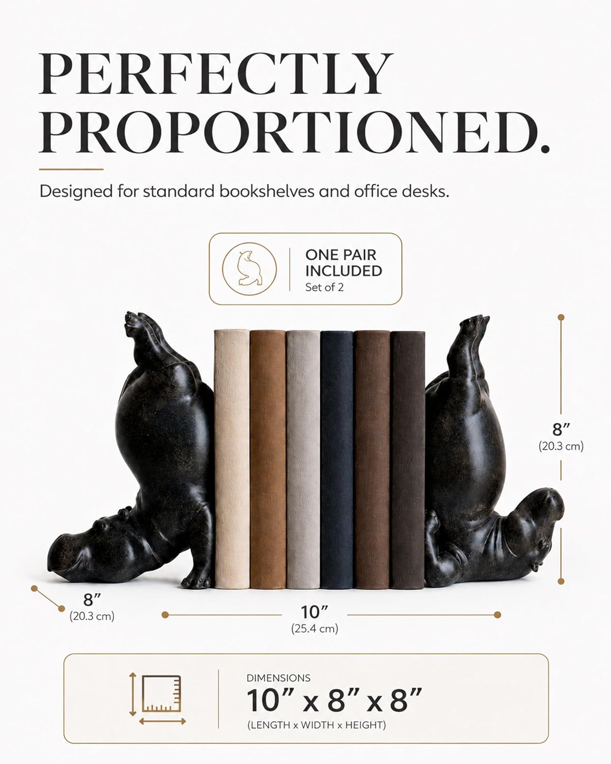 Heavy Resin Acrobatic Hippo Bookends Ends Book Ornament Creative Hippo Notebook Holder / Black