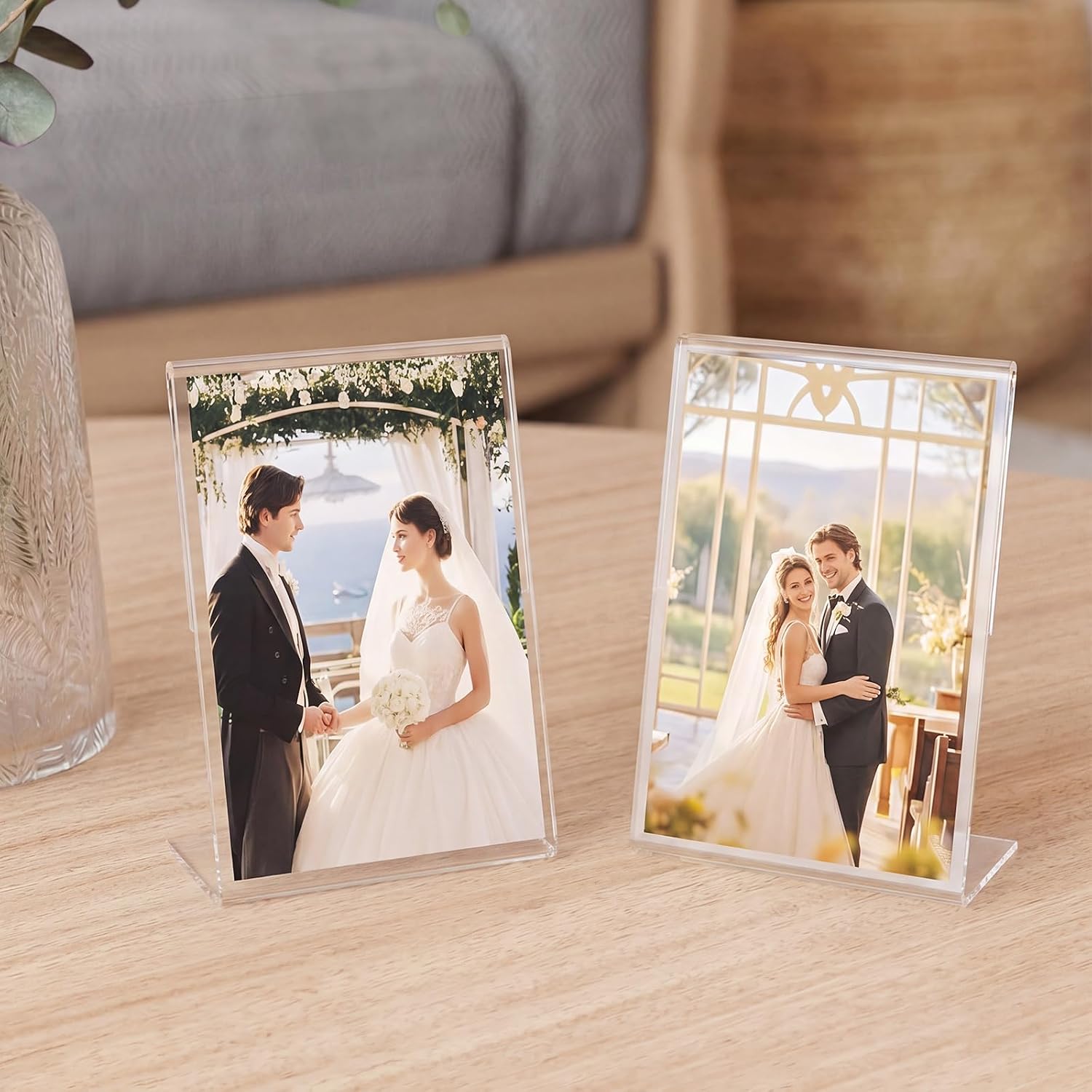 Acrylic Photo Frame L shape Slant Back Desktop Photo Frames Plastic / 2.5 x 3.5 / Clear / Set of 12