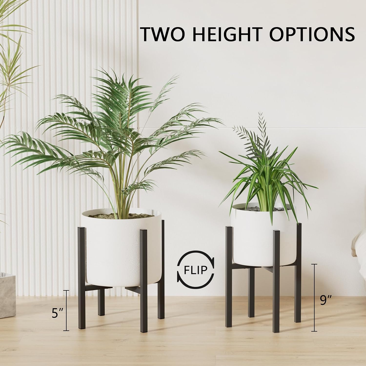 Linpla 2-Pack Adjustable Metal Plant Stand Indoor Outdoor - Fits 8 to 12 Inches Pots - Mid Century Modern Planter Stand