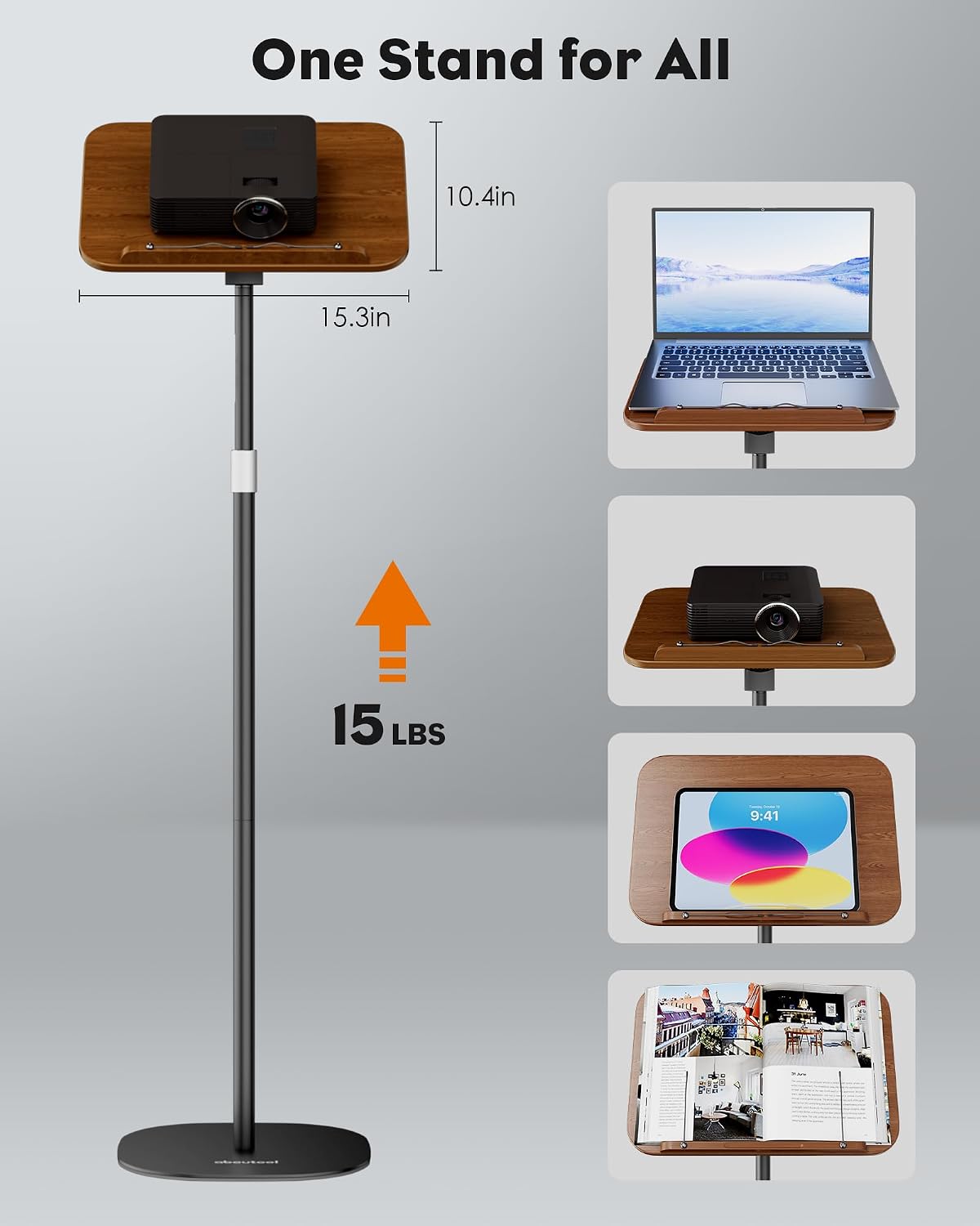 aboutool 2 in 1 Dual-use Floor Book Stand & Desktop Book Stand,Height Adjustable from 33-63in, Adjustable Book Holder