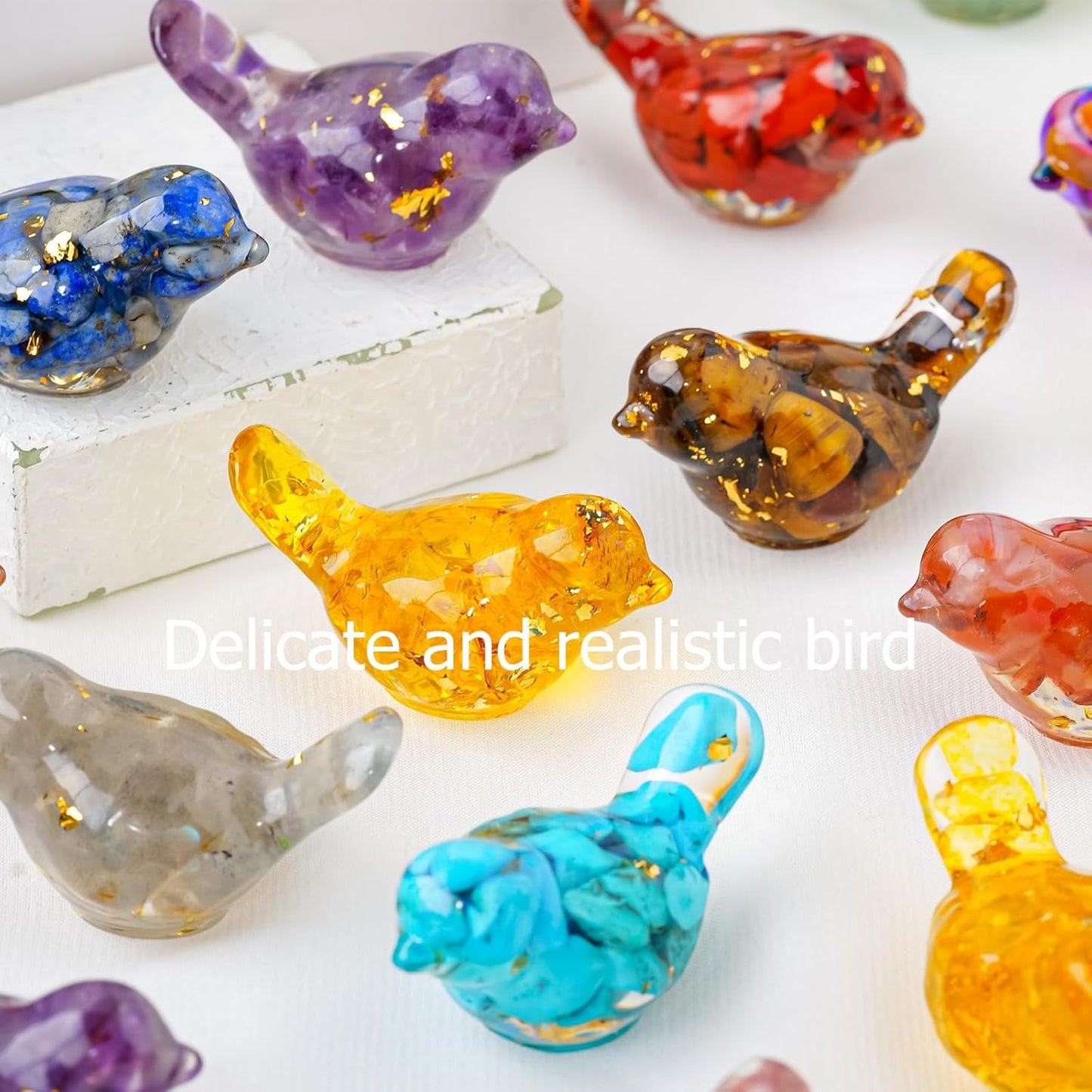 Crystal Figurines Resin Animal Statues Decorative Gravel Birds Decor / Bird / 1.57*0.78 / Set of 10