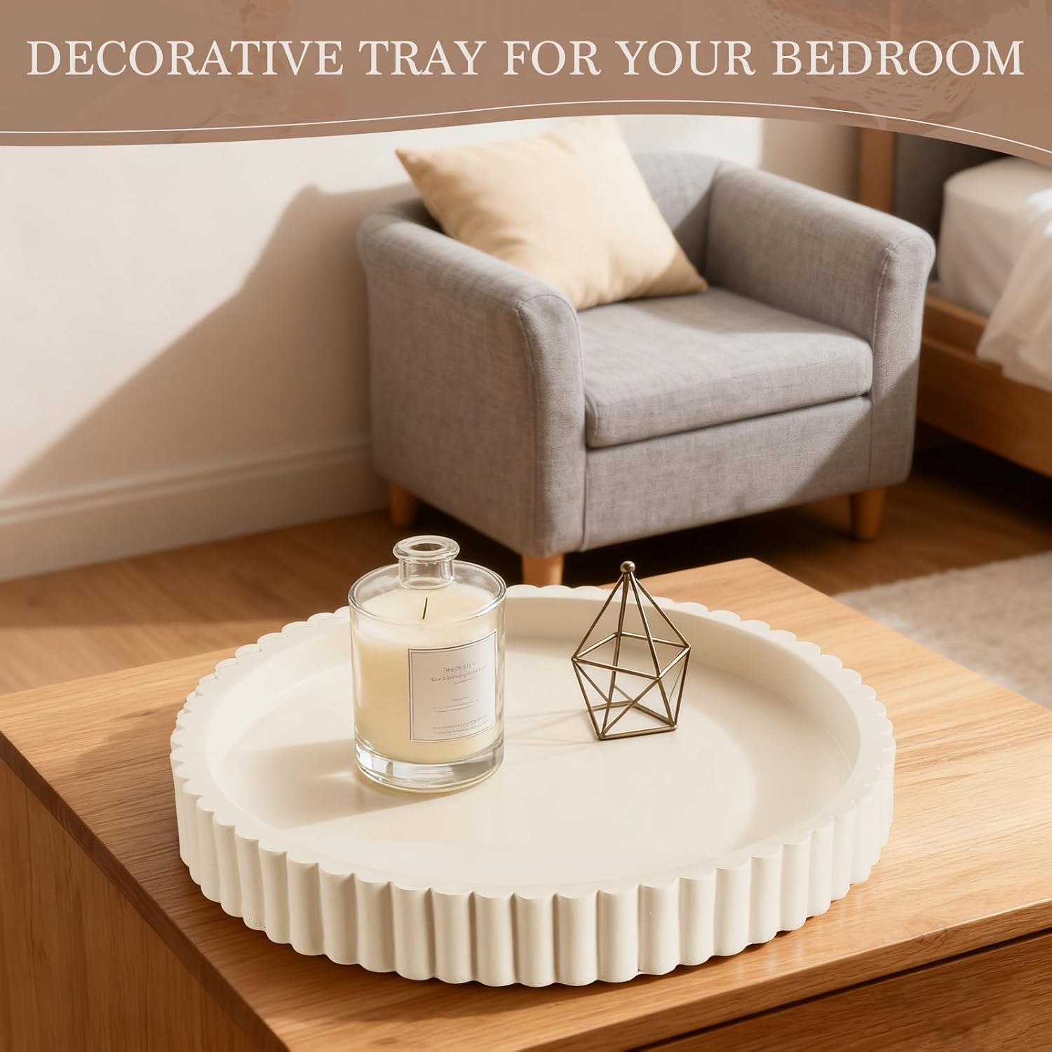 Decorative Tray / Resin Round Tray Stylish Coffee Table Centerpiece