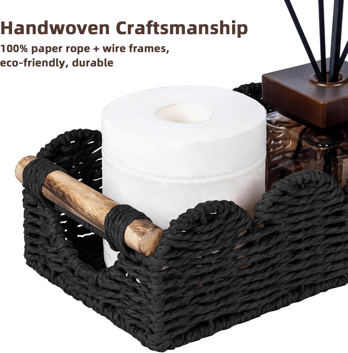 Back of Toilet Paper Storage Baskets Tray / Black
