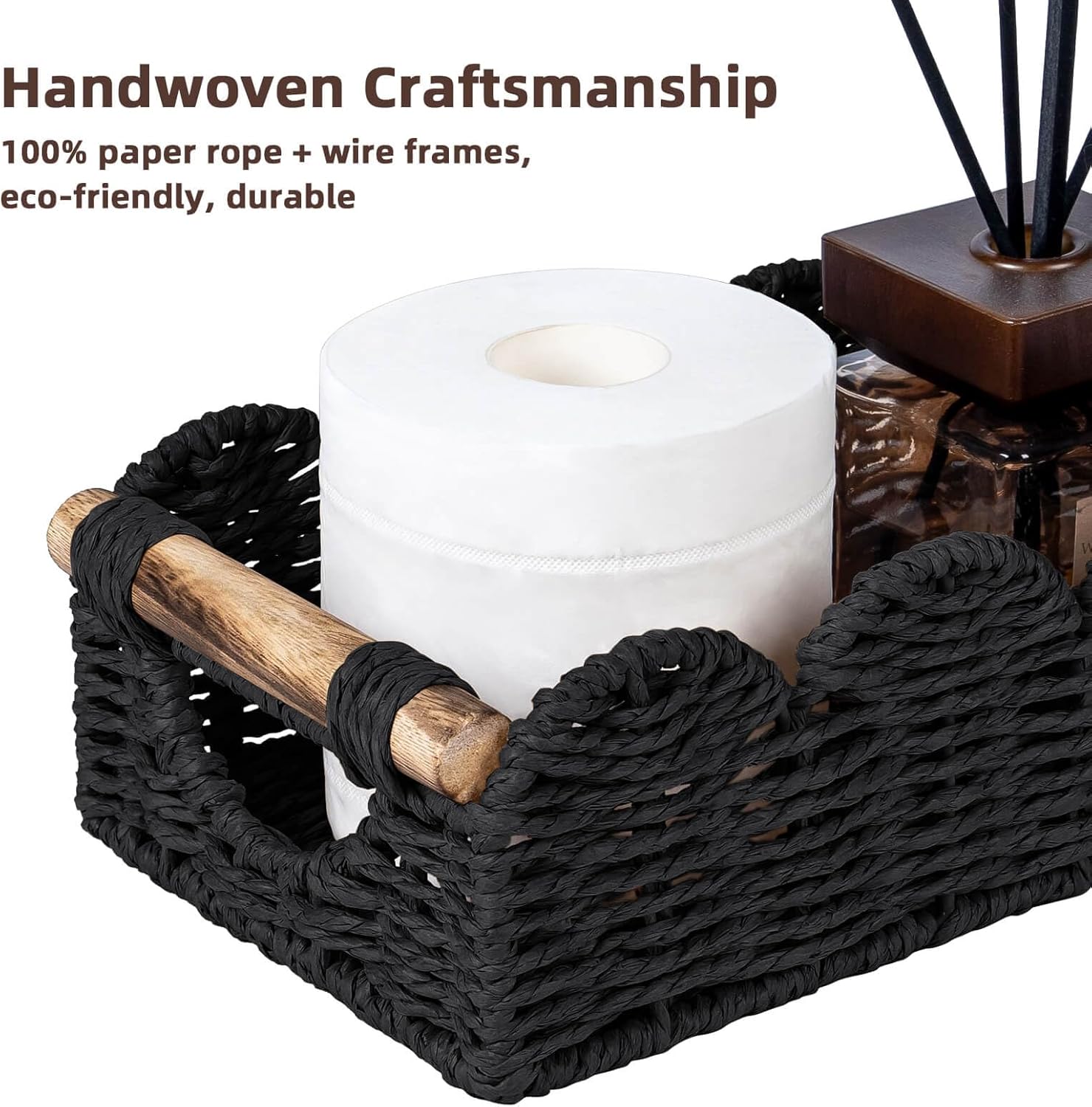 Back of Toilet Paper Storage Baskets Tray / Black