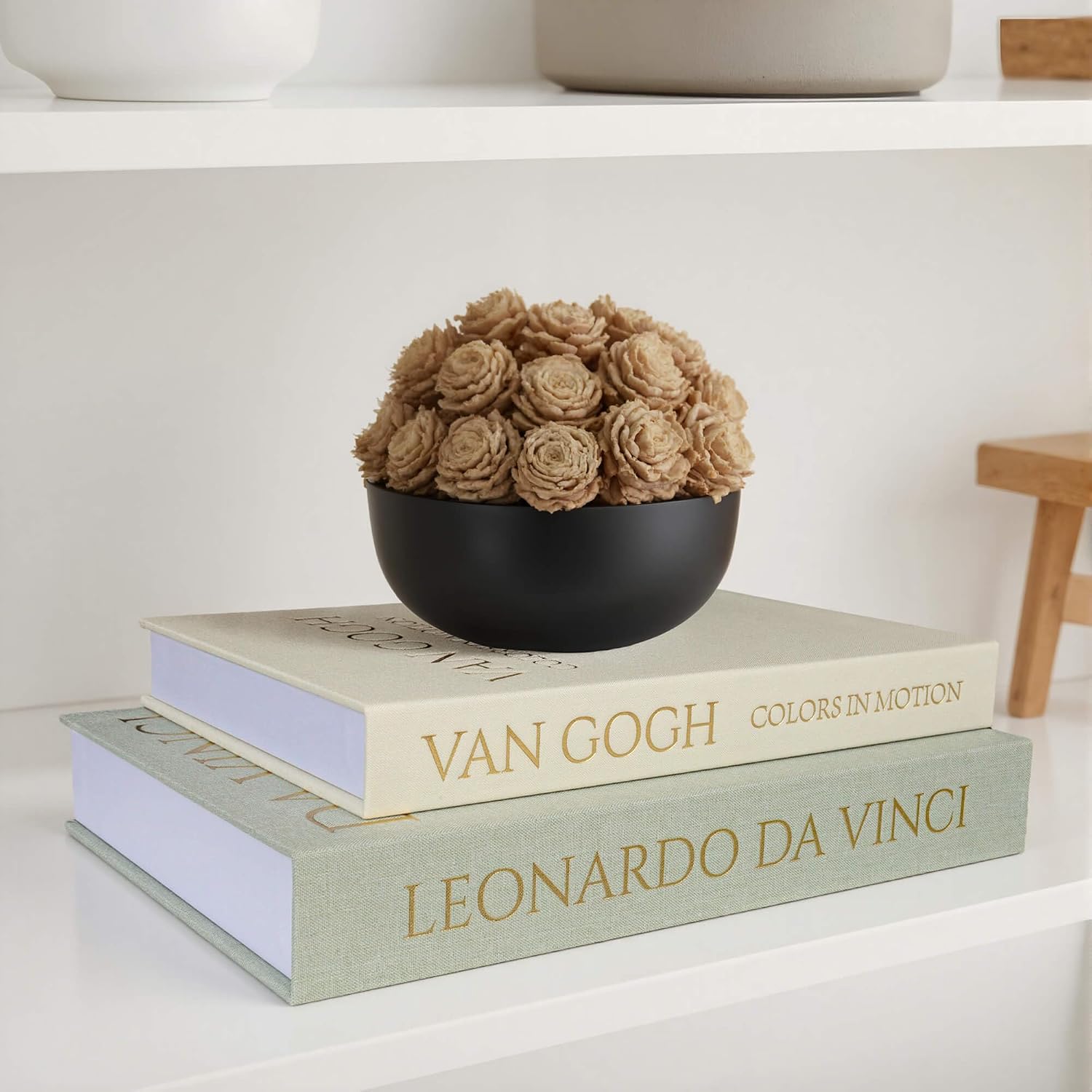 Linen Cover / Decorative Storage Books / Sage-beige / Set of 2