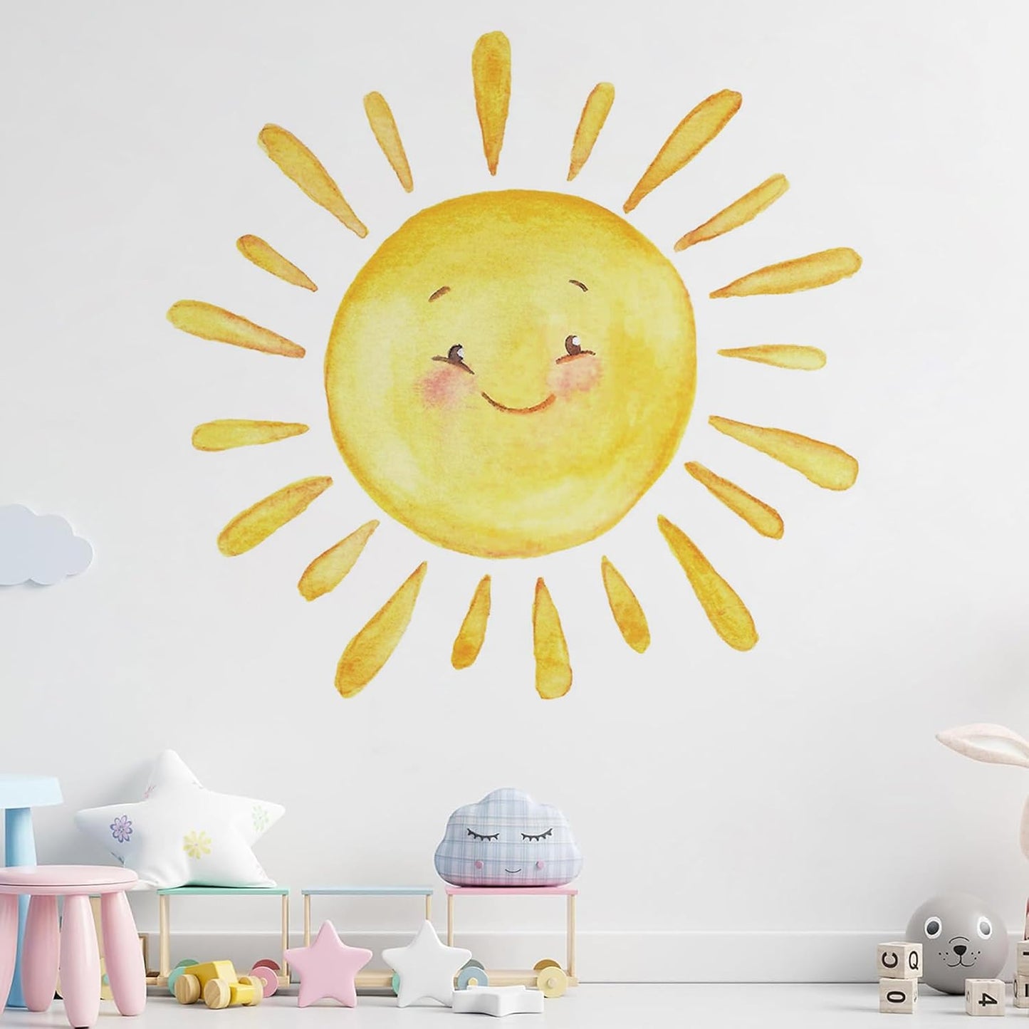 Boho Sun Wall Stickers Toddler Kids Vinyl Wall Decal Peel and Stick Removable Nature / 32.3 x 31.1