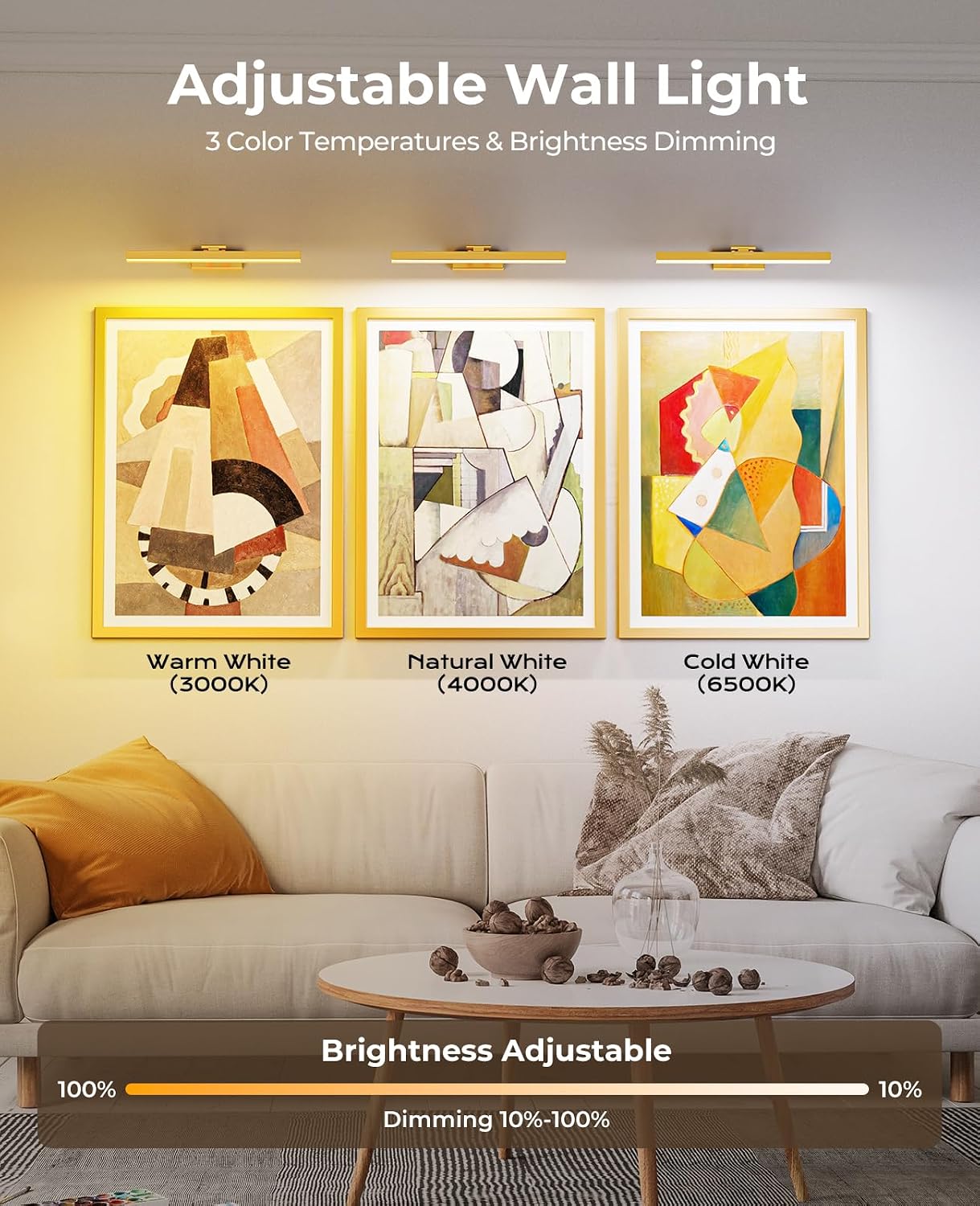Picture Light for Wall, 16in Battery Wall Sconce Art Light CCT Dimmable Magnetic Battery Lights for Painting with