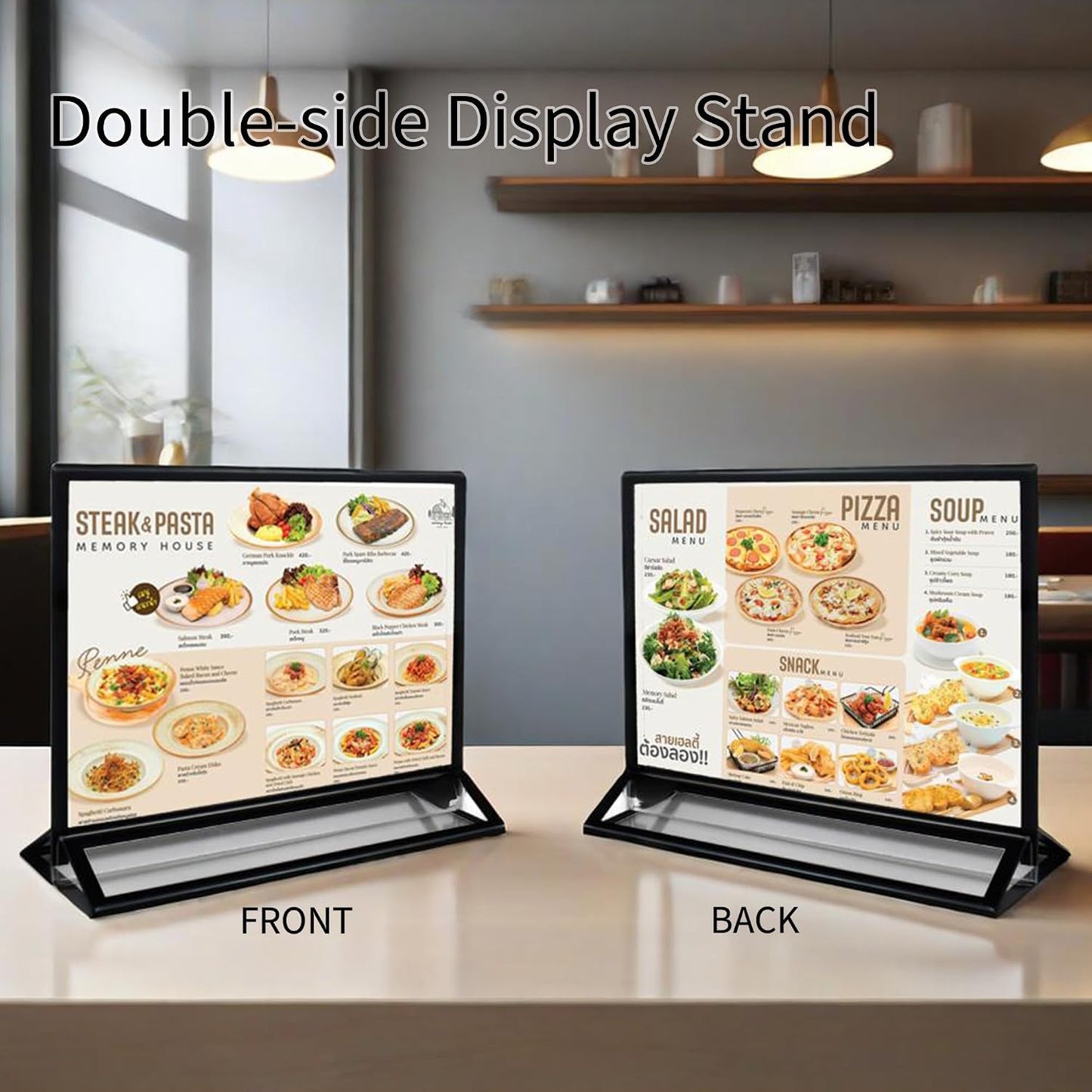 Double-Sided Acrylic Sign Holders / Black / 6 x 4 / Horizontal Inches / Set of 6