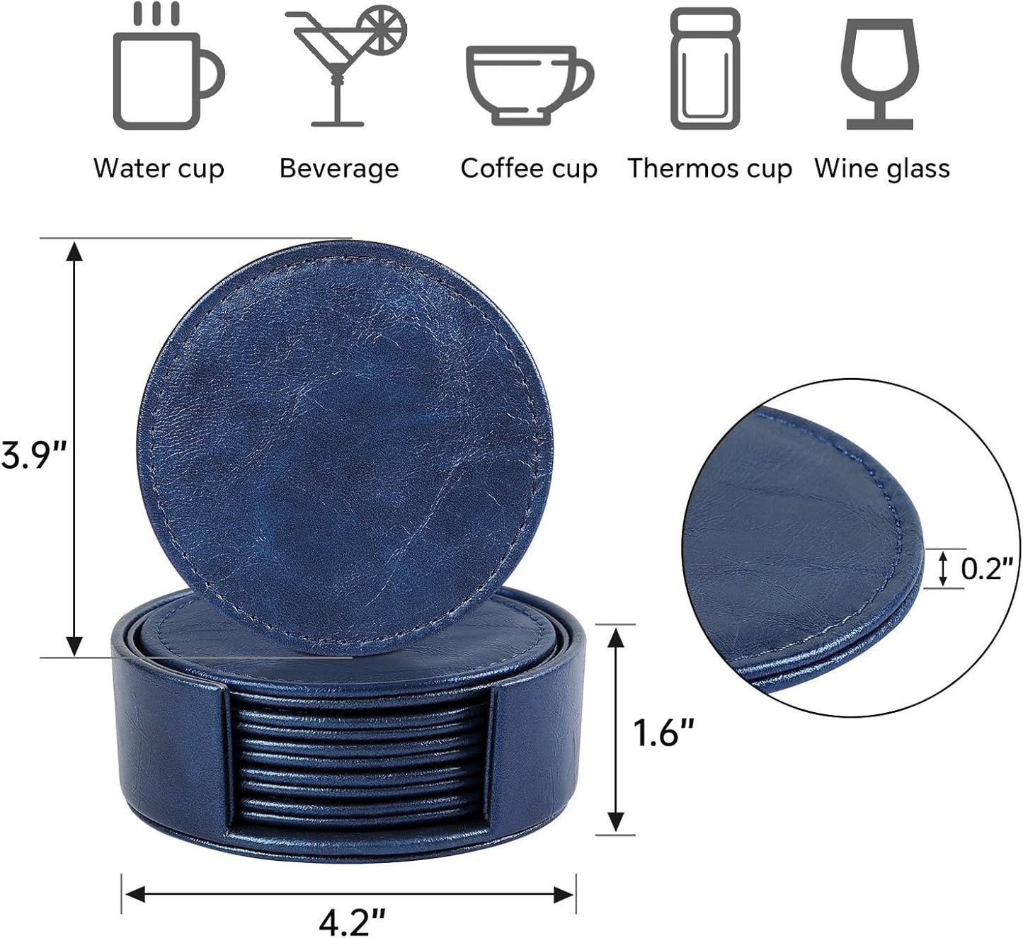 Holder / Modern-Style Drink Coasters / Blue / Set of 6