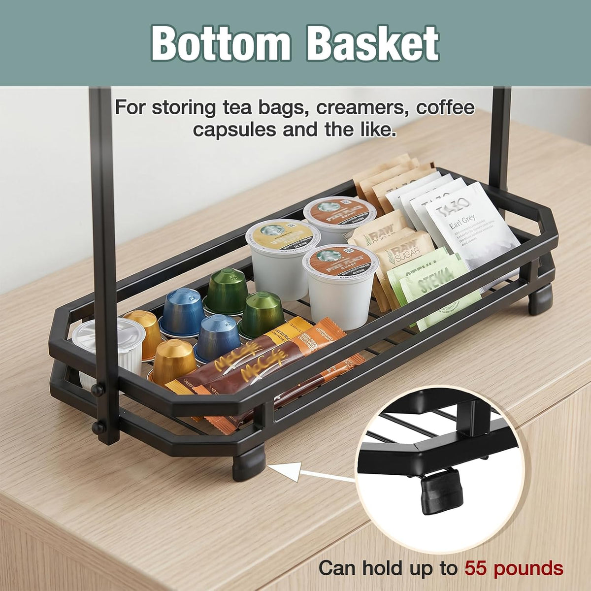 Coffee Mug Holder for Countertop, 22 Hooks Metal Coffee Cup Holder Rack | 3 Tier Mug Tree Holder Rack, Mug Tree Stand