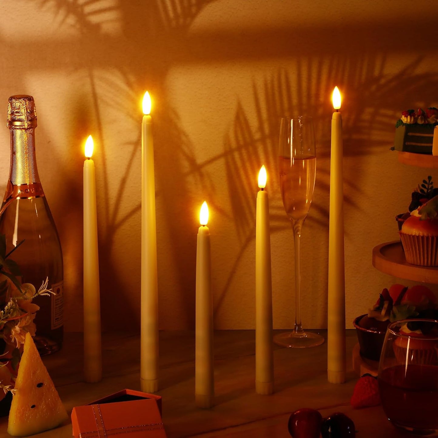 Rossesay 48 Pcs Flameless LED Taper Candles Battery Operated Candles 4 Sizes of 8.5'', 9.65'', 10.83'', 12.8''