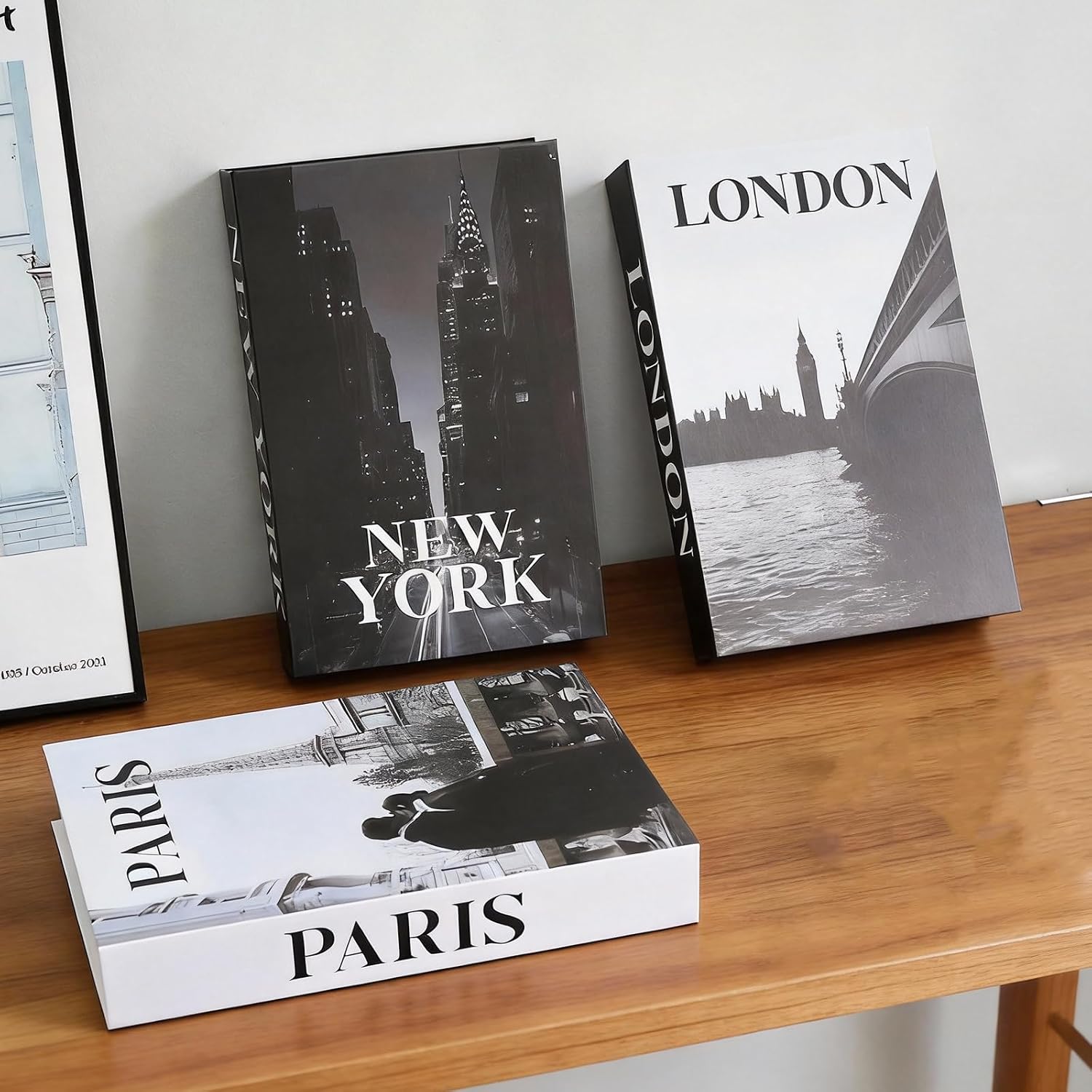 Faux Decorative Books / 3-paris London Newyork Kiss / Set of 3