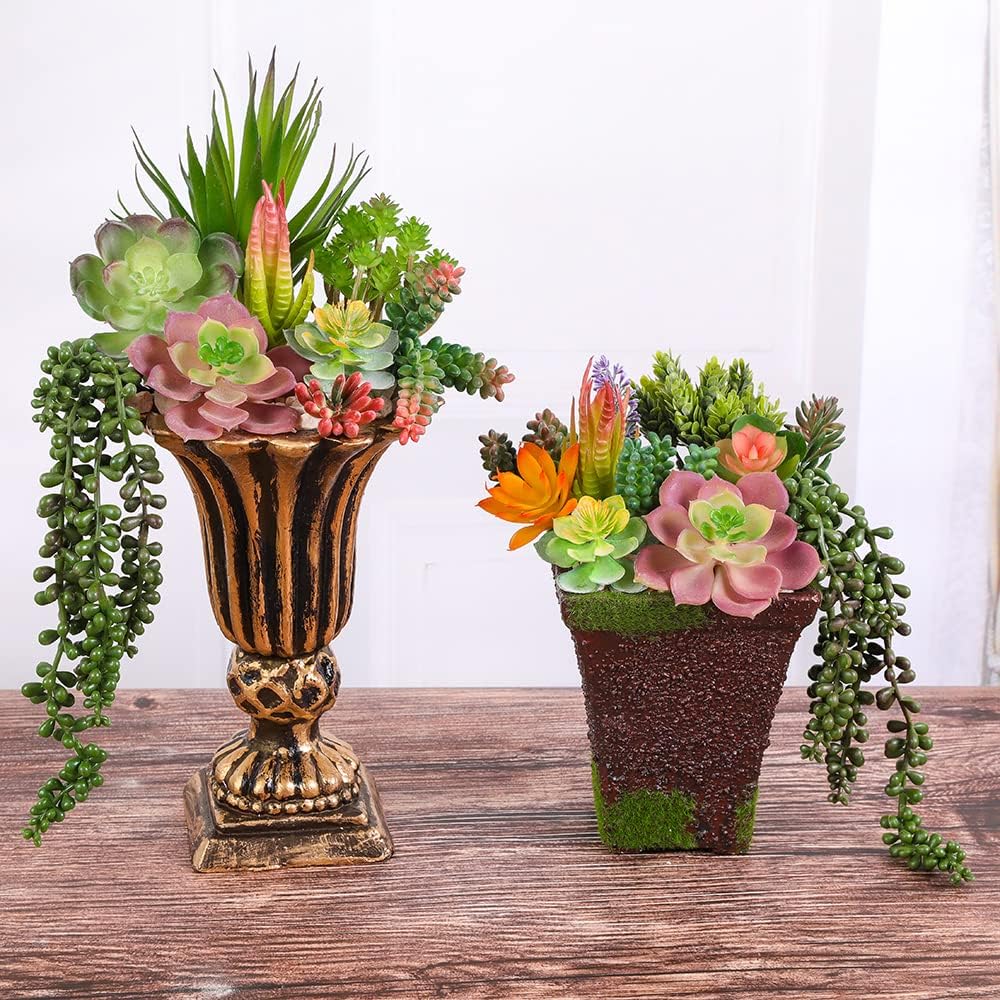 Artificial Succulents Realistic Textured Fake Succulents Unpotted Artificial Cactus / Set of 18