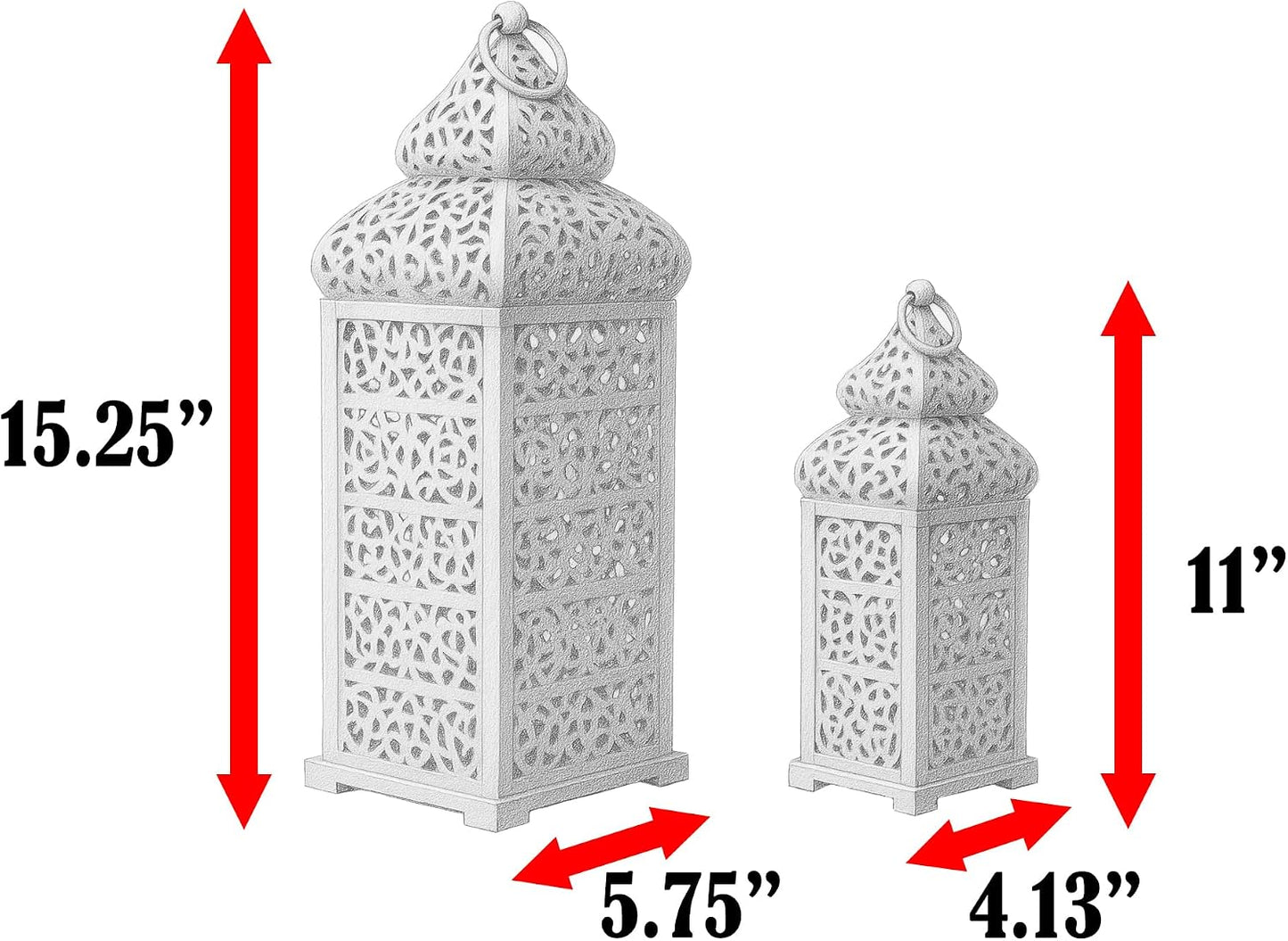 VELA LANTERNS Large Temple Moroccan Lantern Lamp Decorative Candle Holders for Ramadan Decorations, Hanging, Outdoor