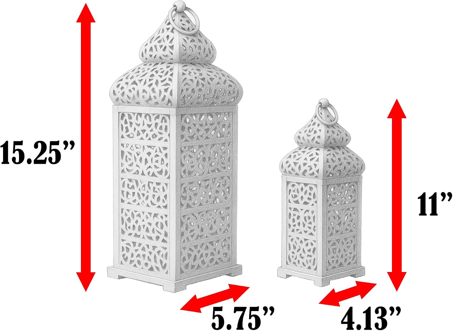 VELA LANTERNS Large Temple Moroccan Lantern Lamp Decorative Candle Holders for Ramadan Decorations, Hanging, Outdoor