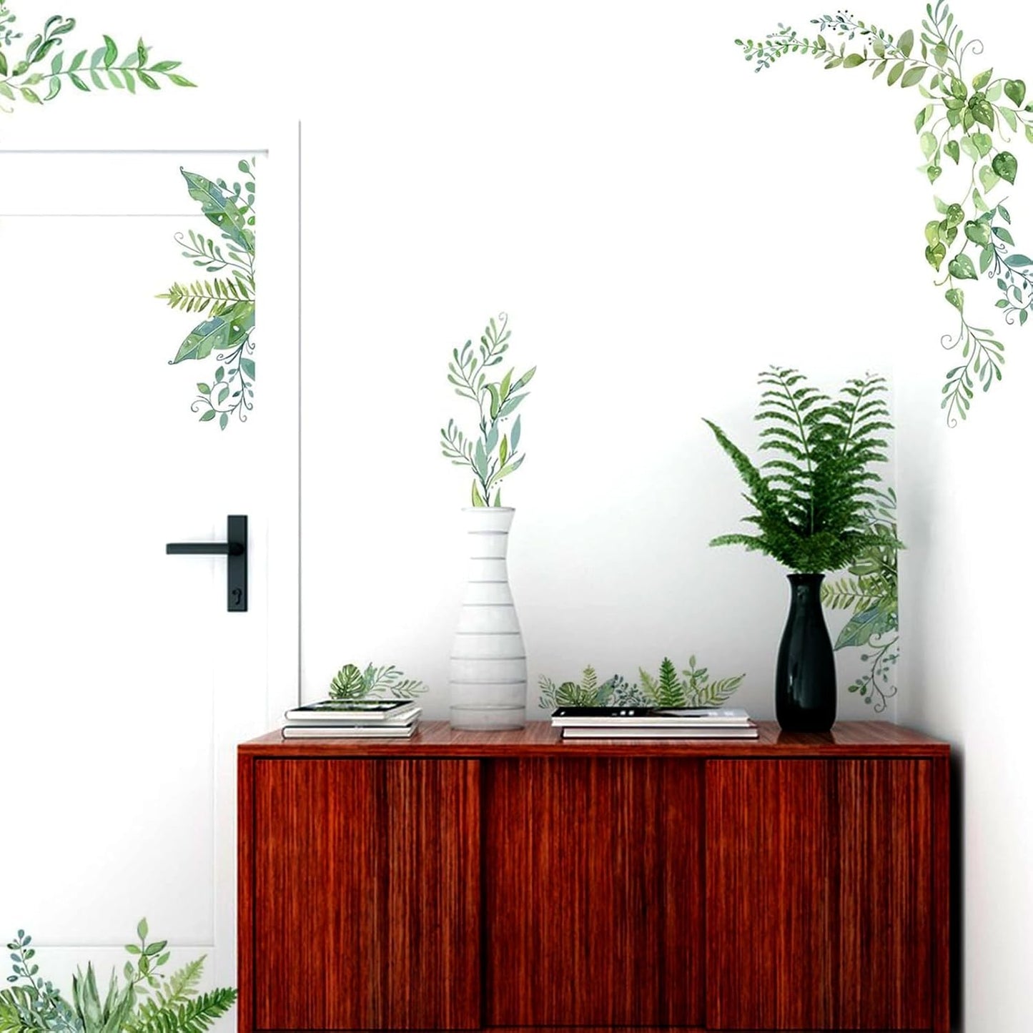 Wall Decals 2 Sheets/Set Vines Branches Leaves Wall Sticker Removable Vinyl Art Mural / Green Plants