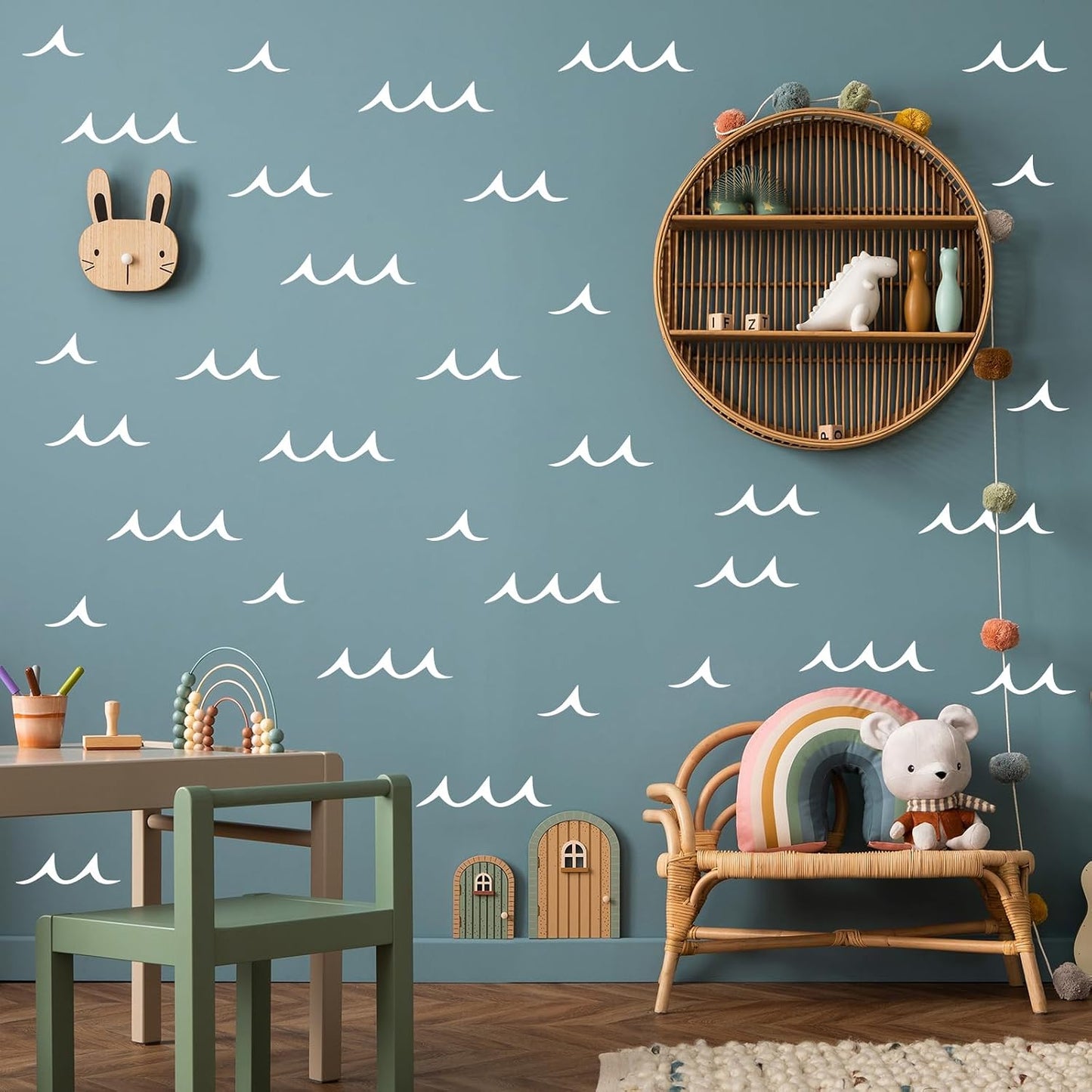 Soft Sea Ripple Stickers / Ocean Wave Wall Decals / Blue