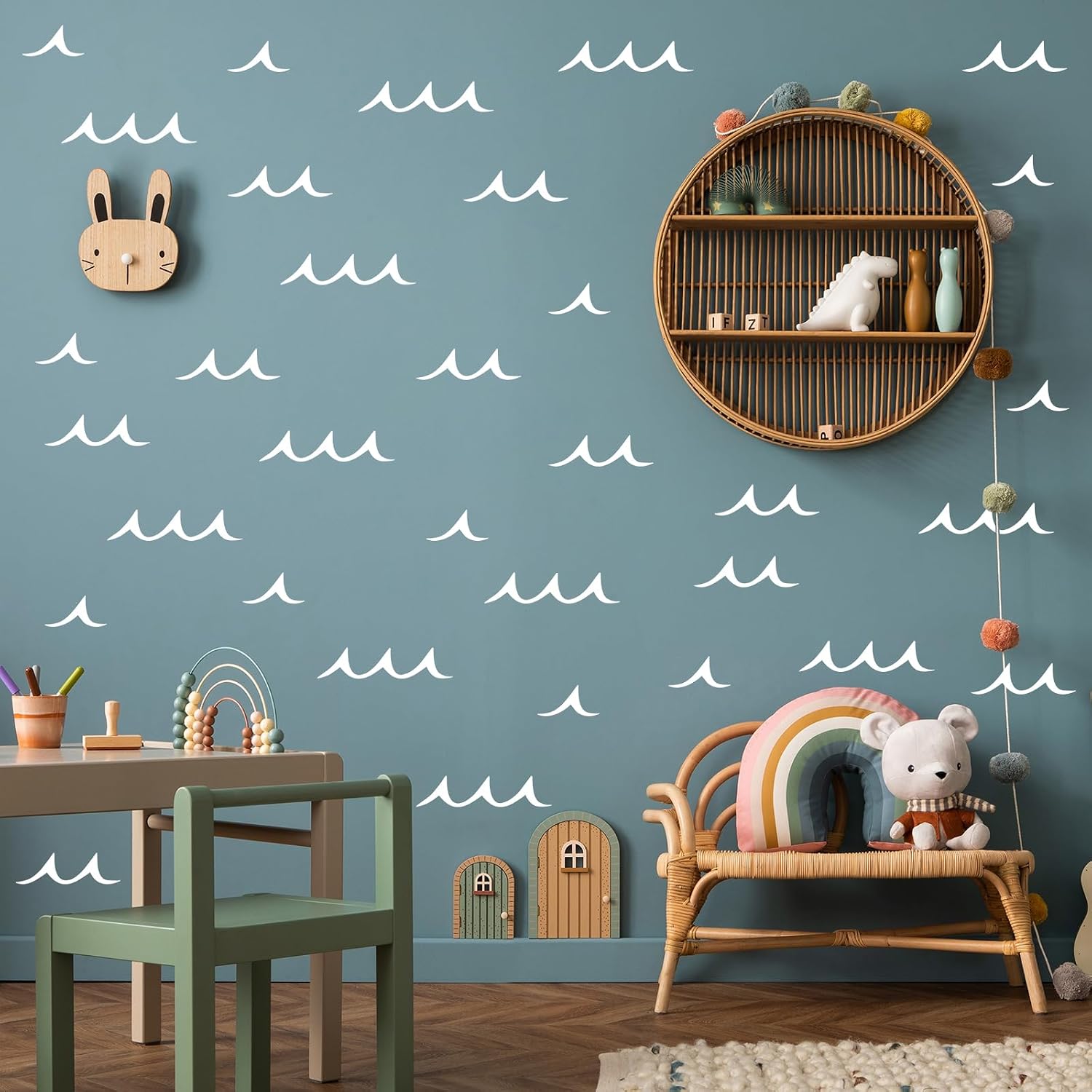 Soft Sea Ripple Stickers / Ocean Wave Wall Decals / Blue
