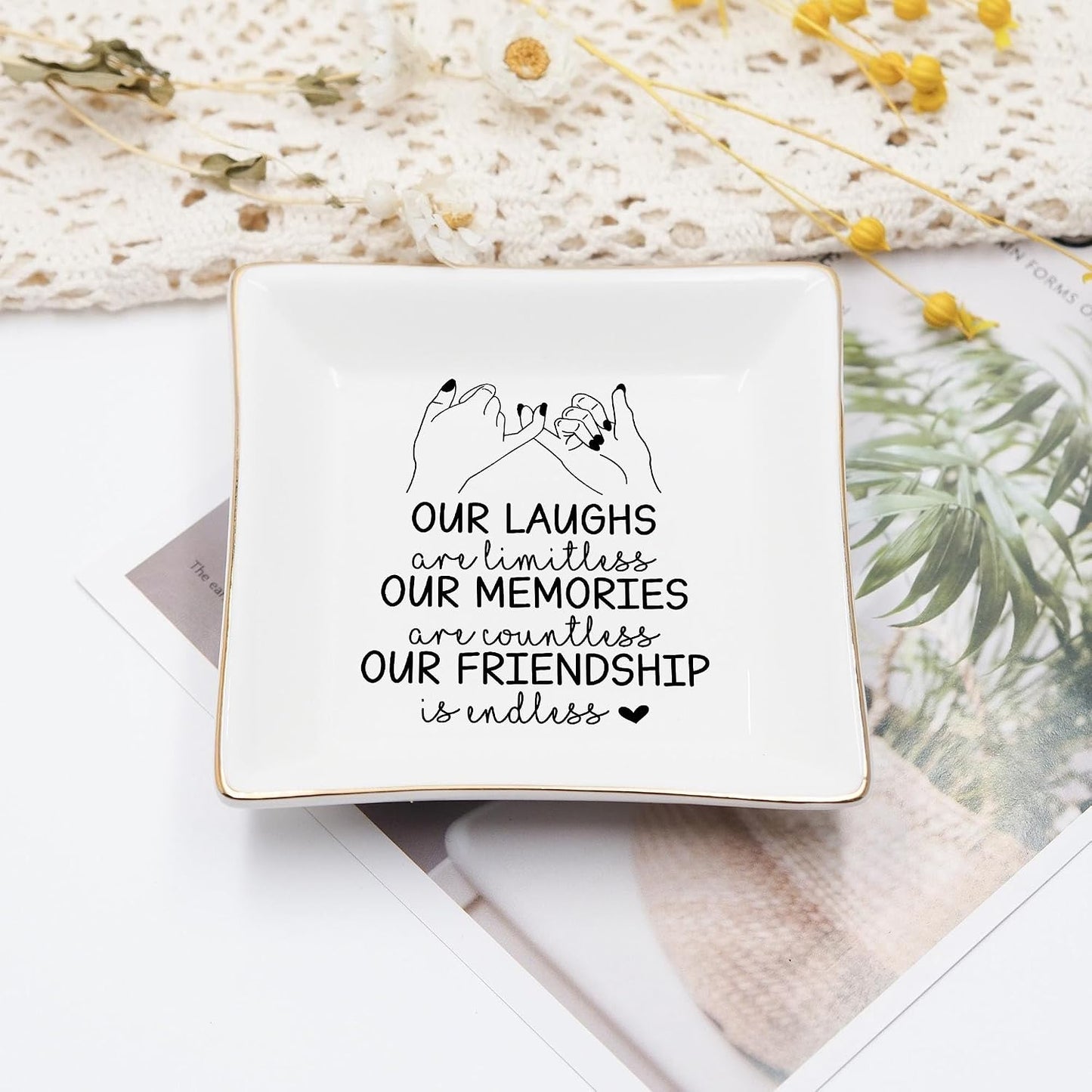 BFF 4" Ceramic Jewelry Tray / Pinky Promise Bestie