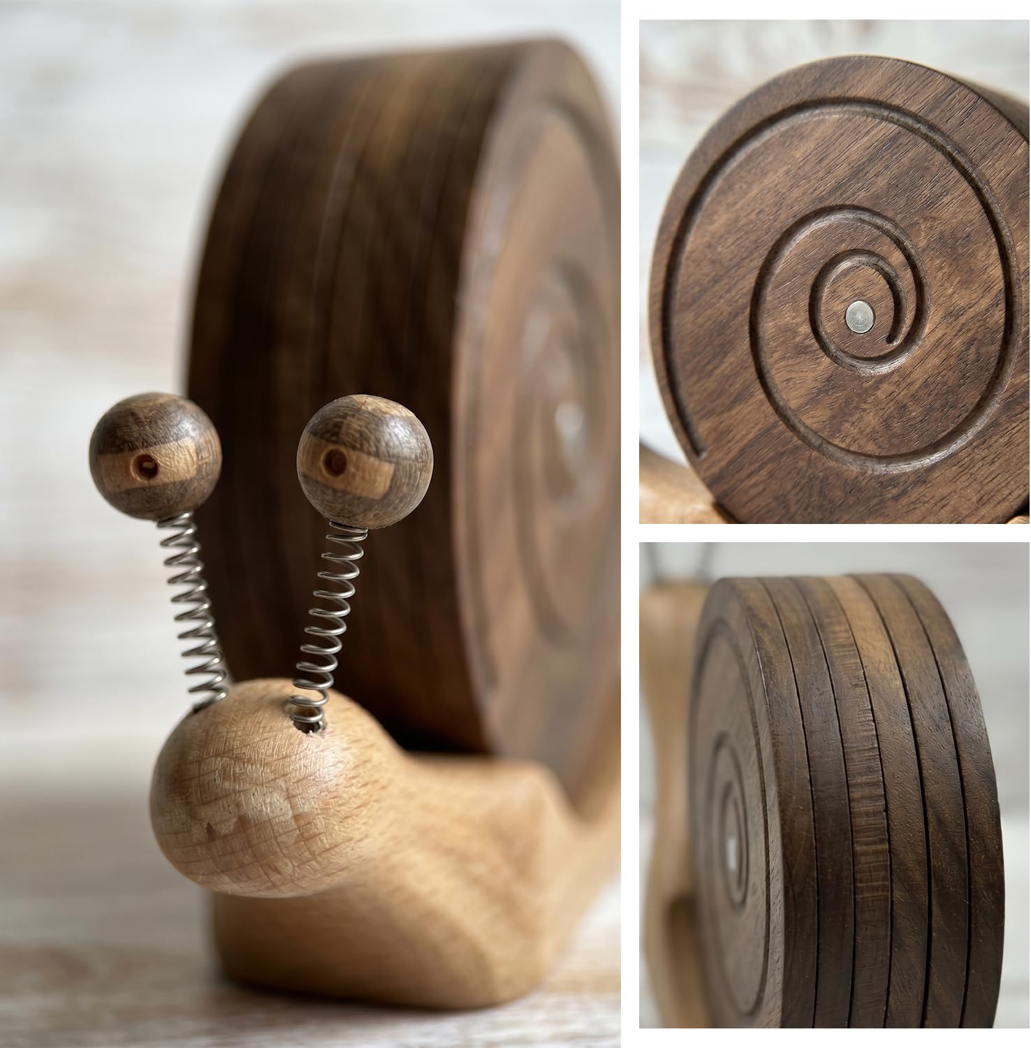Magnetic & Holder / Snail Wooden Coaster Set