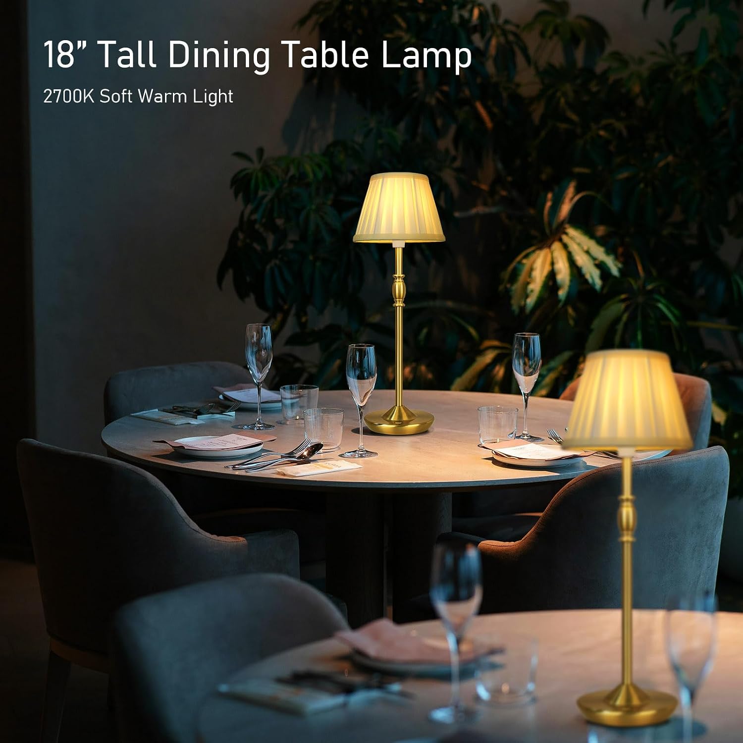 Cordless LED Touch Lamp with Dimmer Portable Small Table Lamp, 18" 2700K Rechargeable Battery Light for Bedside, Dining