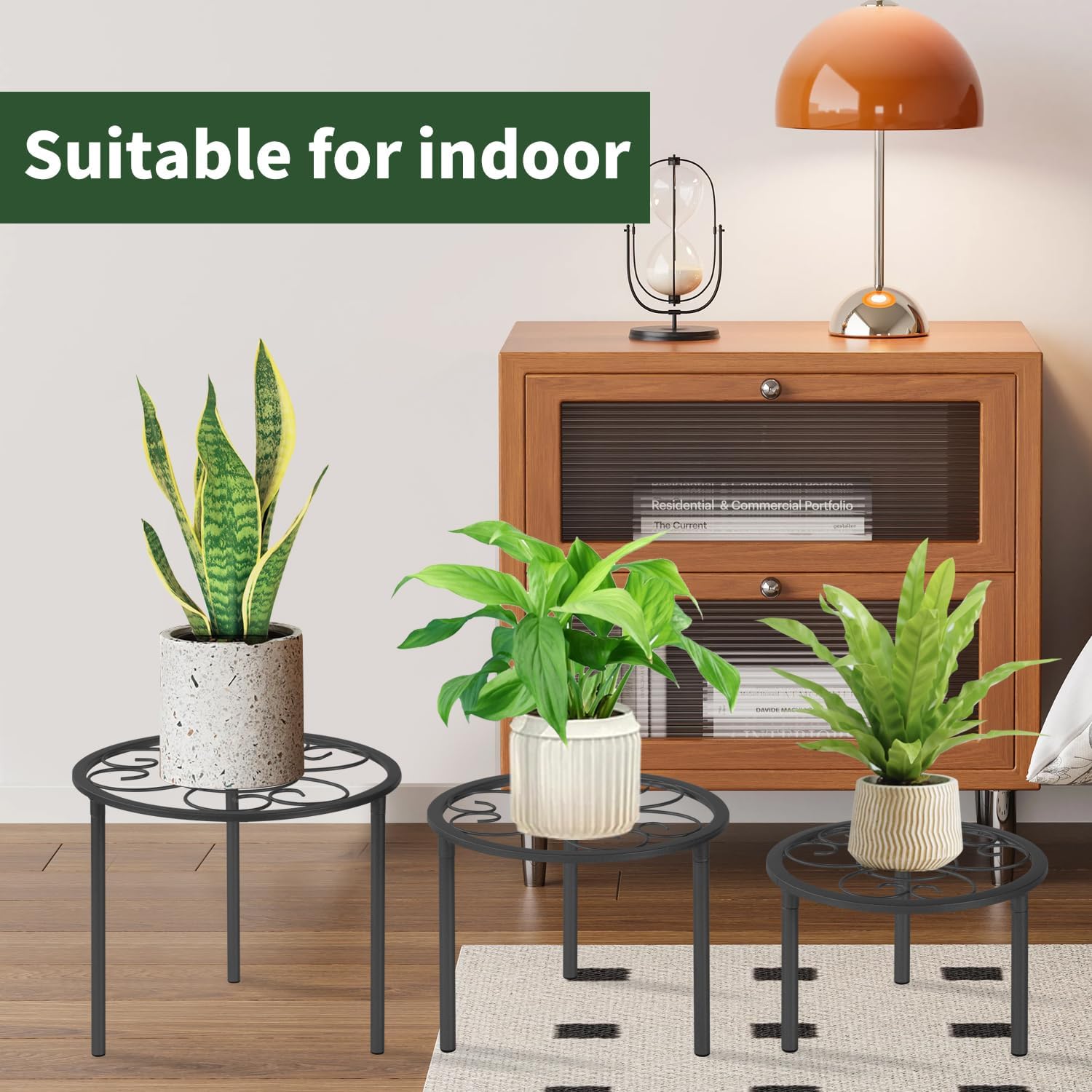 5 Pack Metal Plant Stands,Heavy Duty Potted Holder for Flower Pot, Rustproof Iron Plant Risers, Suitable for Indoor and