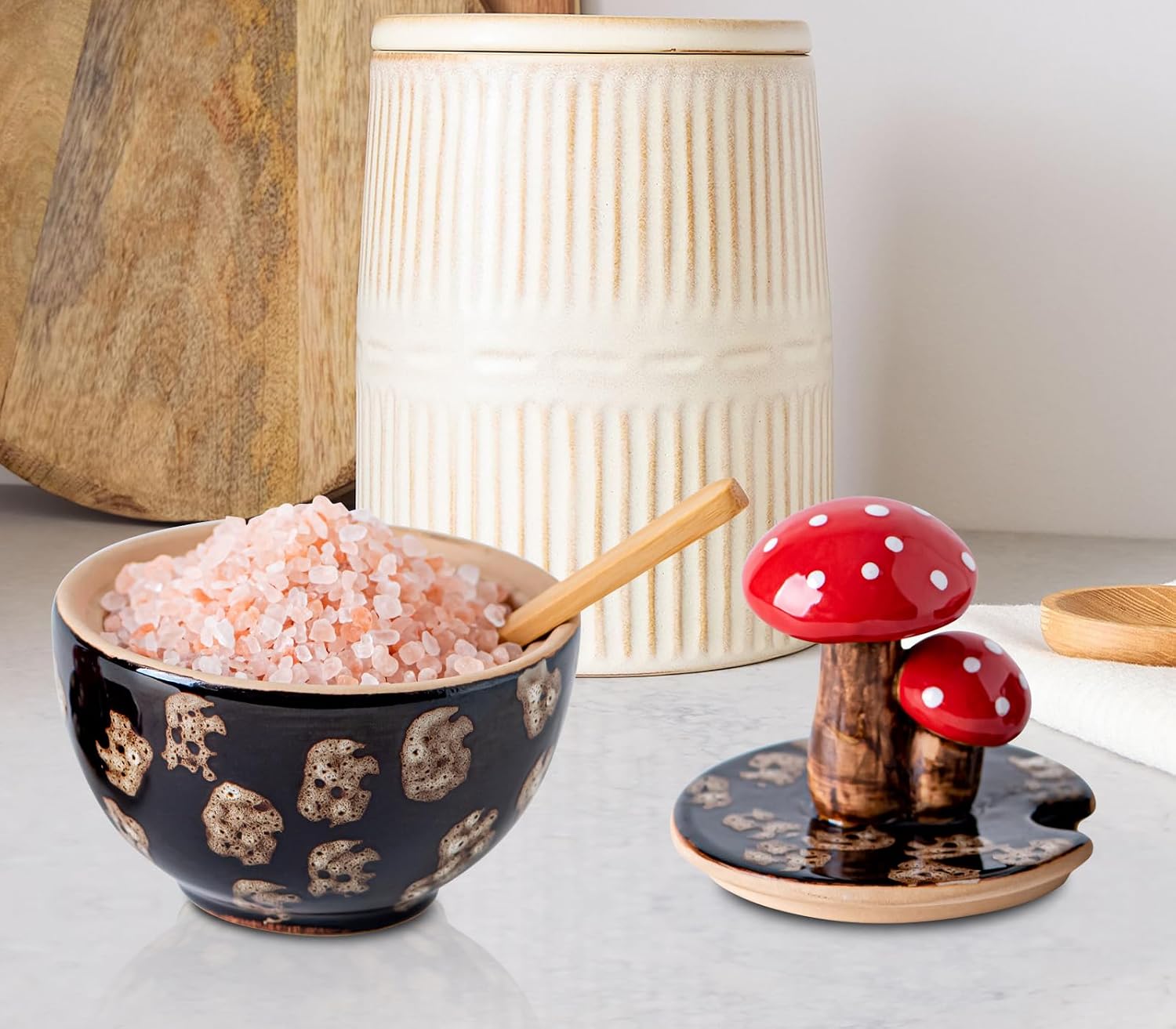 Ceramic Mushroom Salt Cellar / Brown