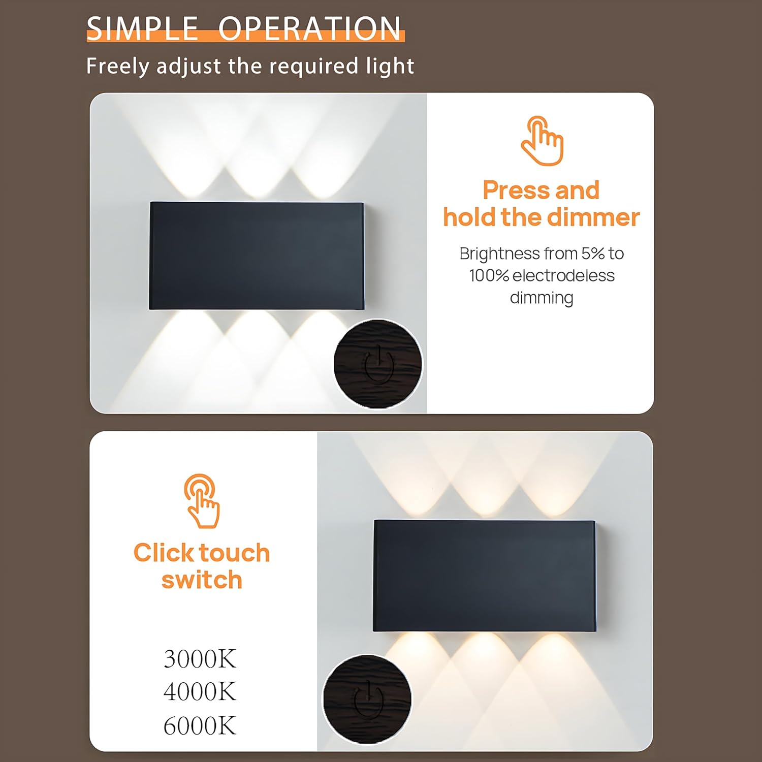 Shelprojsu 2 Pcs LED Magnetic Wall Sconce Lights,5000mAh Wireless Bedside Wall Light USB Rechargeable Reading Wall