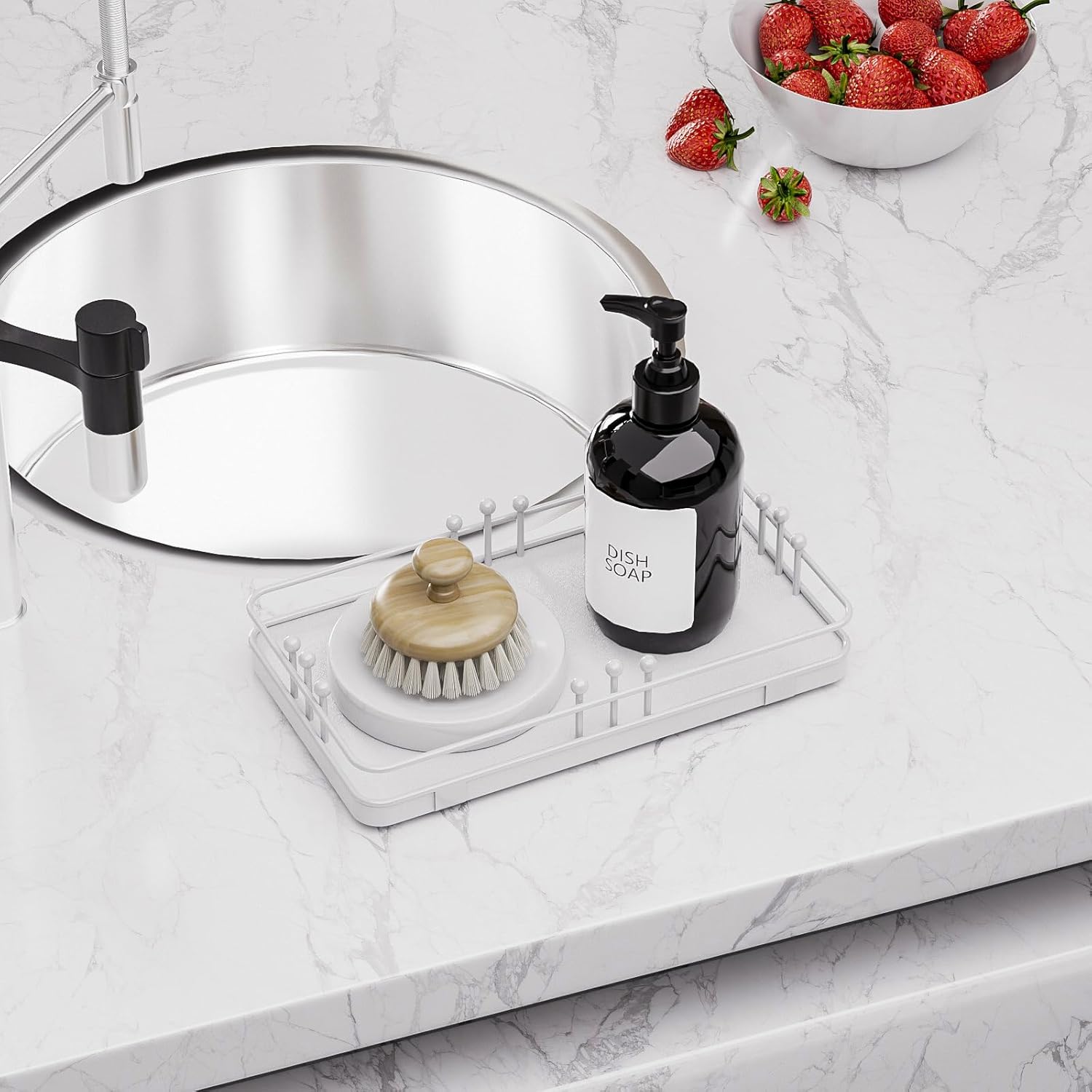 Kitchen Tray for Soap Dispenser Spice Salt / 7.9 x 4.4 x 1.6 / White + White