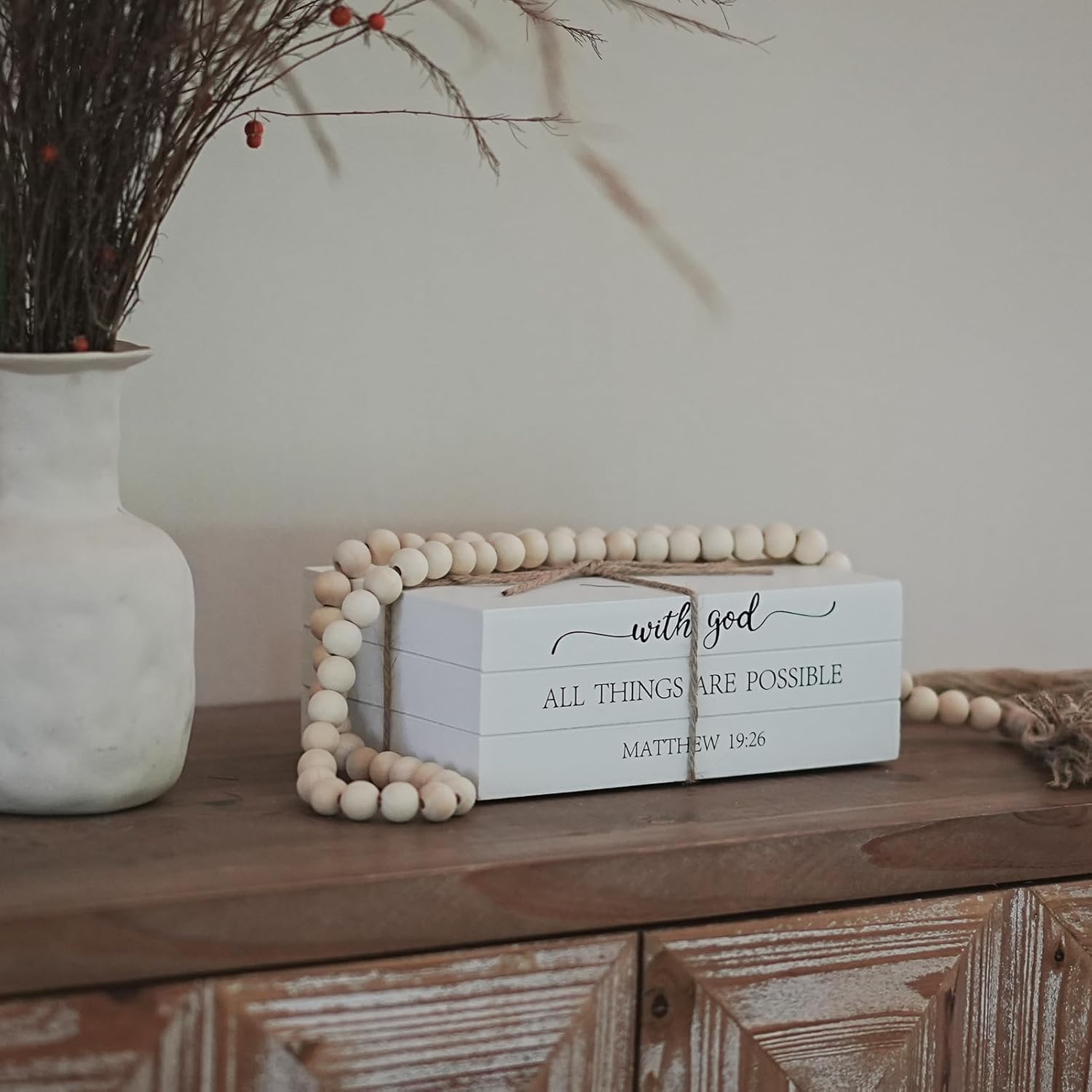 Wooden Faux Book for Decoration / with God ALL THINGS ARE POSSIBLE