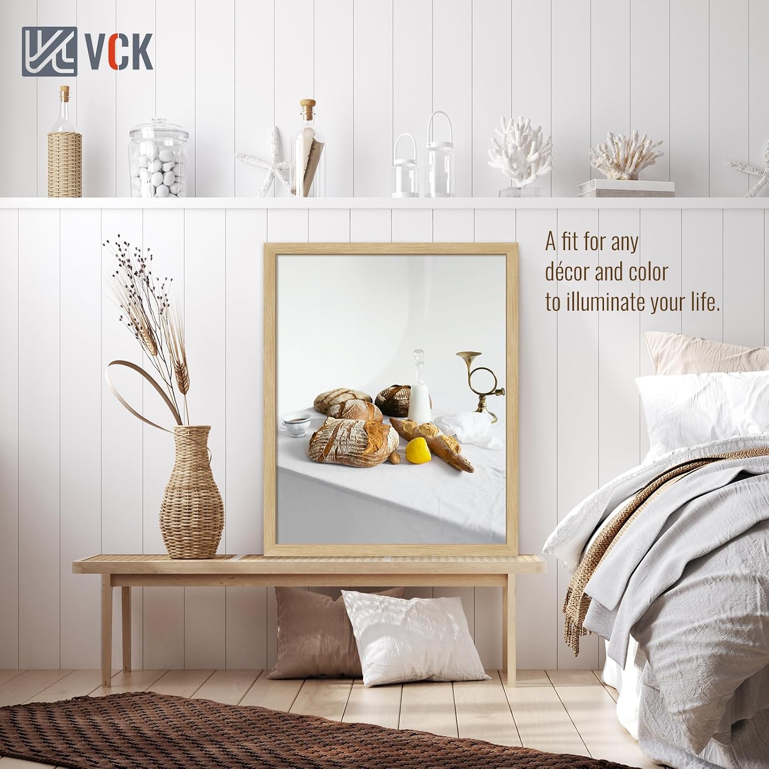 VCK 20x30 Oak Frame 3 Pack - Textured Wood 30x20 Picture Frames For Wall | 20x30 picture frame, plexiglass, 1.1 inch