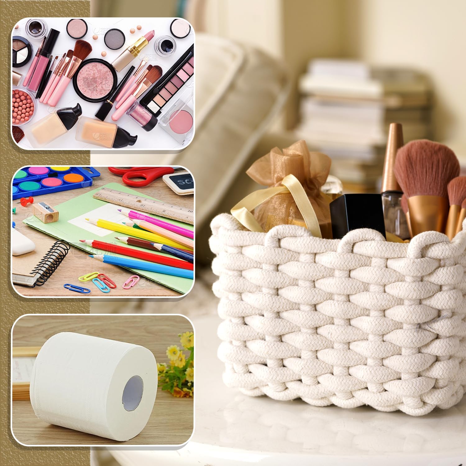 Small Woven Square Basket for Storage & Organizing