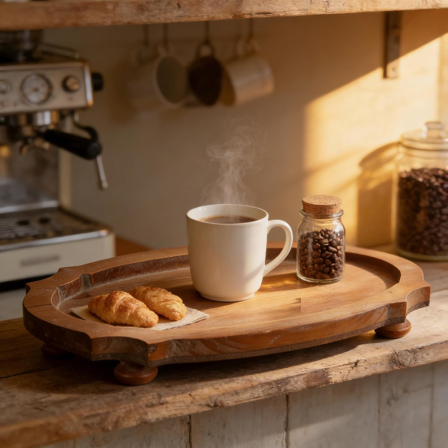 Wood Serving Tray / Round / 12 x 8
