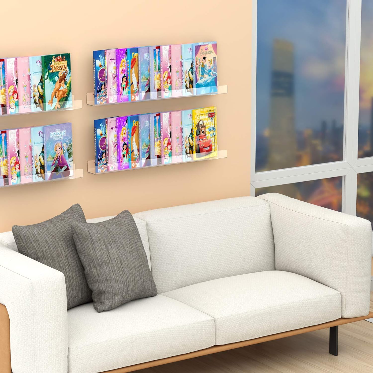 NIUBEE 36”Acrylic Floating Bookshelves for Kids Wall Bookshelves 1 Pack | Premium Acrylic 50% Thicker with Screwdriver