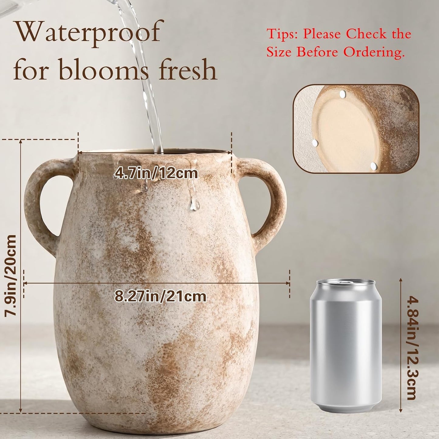 Ceramic Flower Vase / 1-terracotta/7.9 / 7.9 Inch