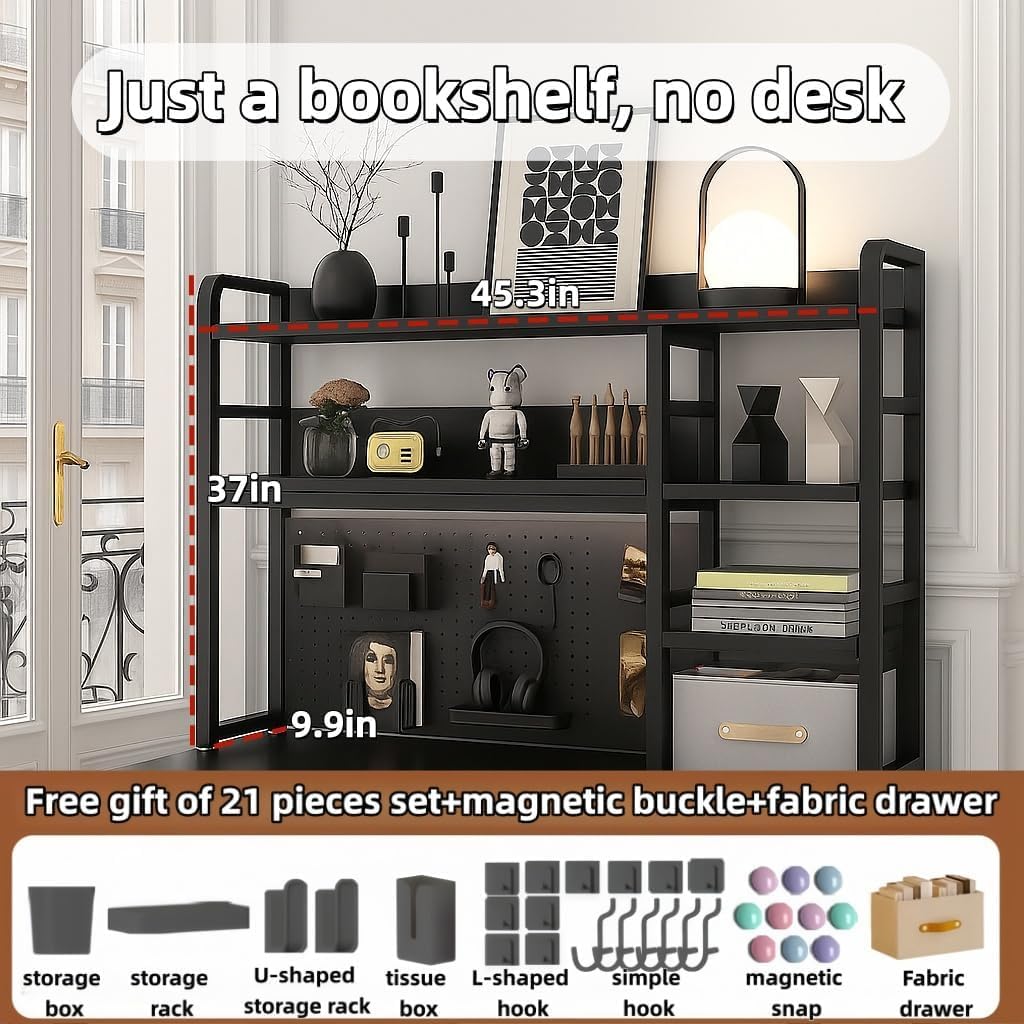 Desktop Bookshelf, pegboard Storage and Organization Rack, Dorm Desk Shelf, Desk Hutch, Desktop Storage for Office